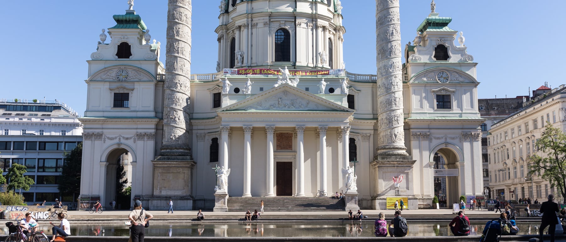 Karlskirche — Imperial Baroque fusing columns, dome and portico.