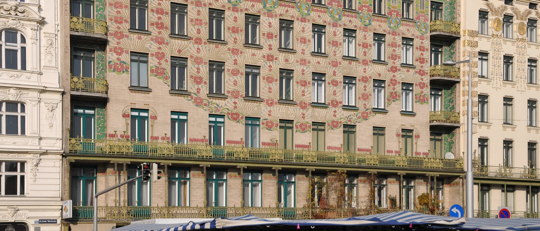 Majolica House — A tiled floral facade bridging to modernity.