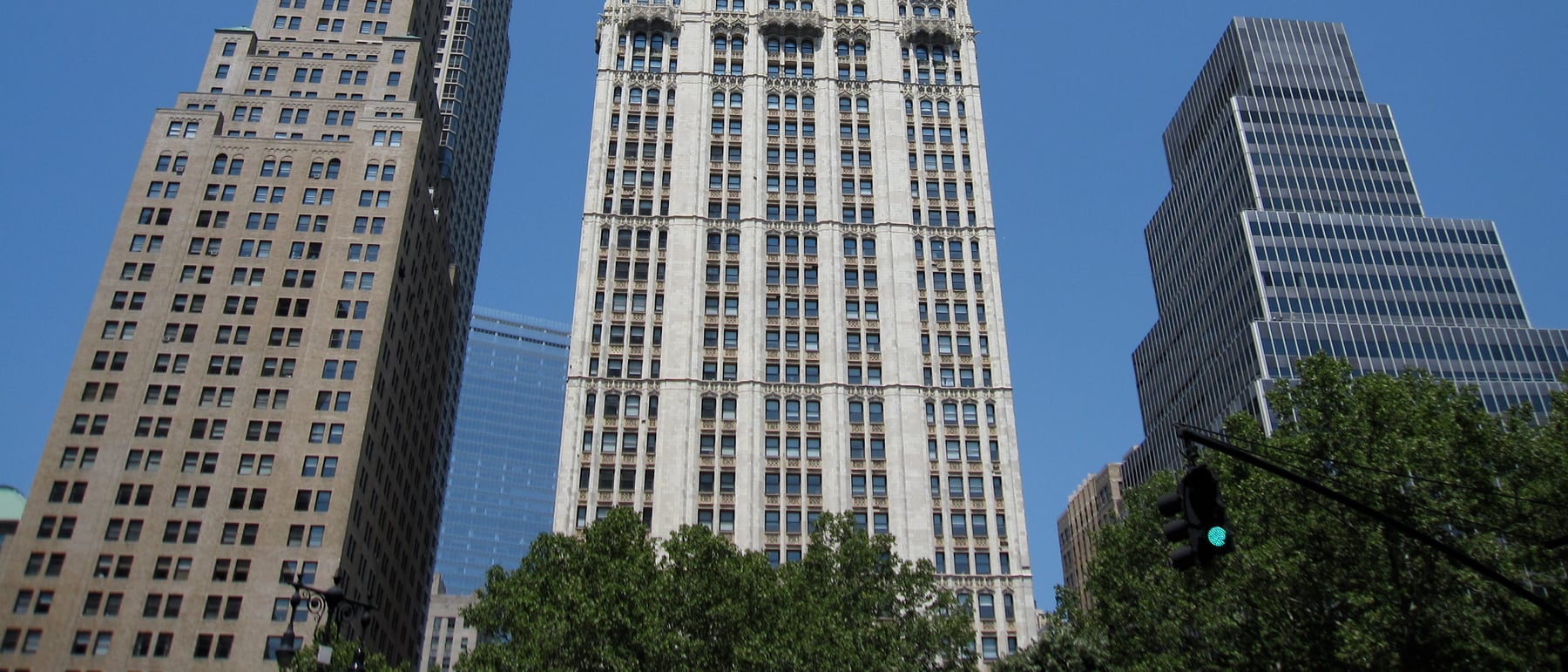 Woolworth Building — The 'Cathedral of Commerce' — Gothic dressing a tall tower.