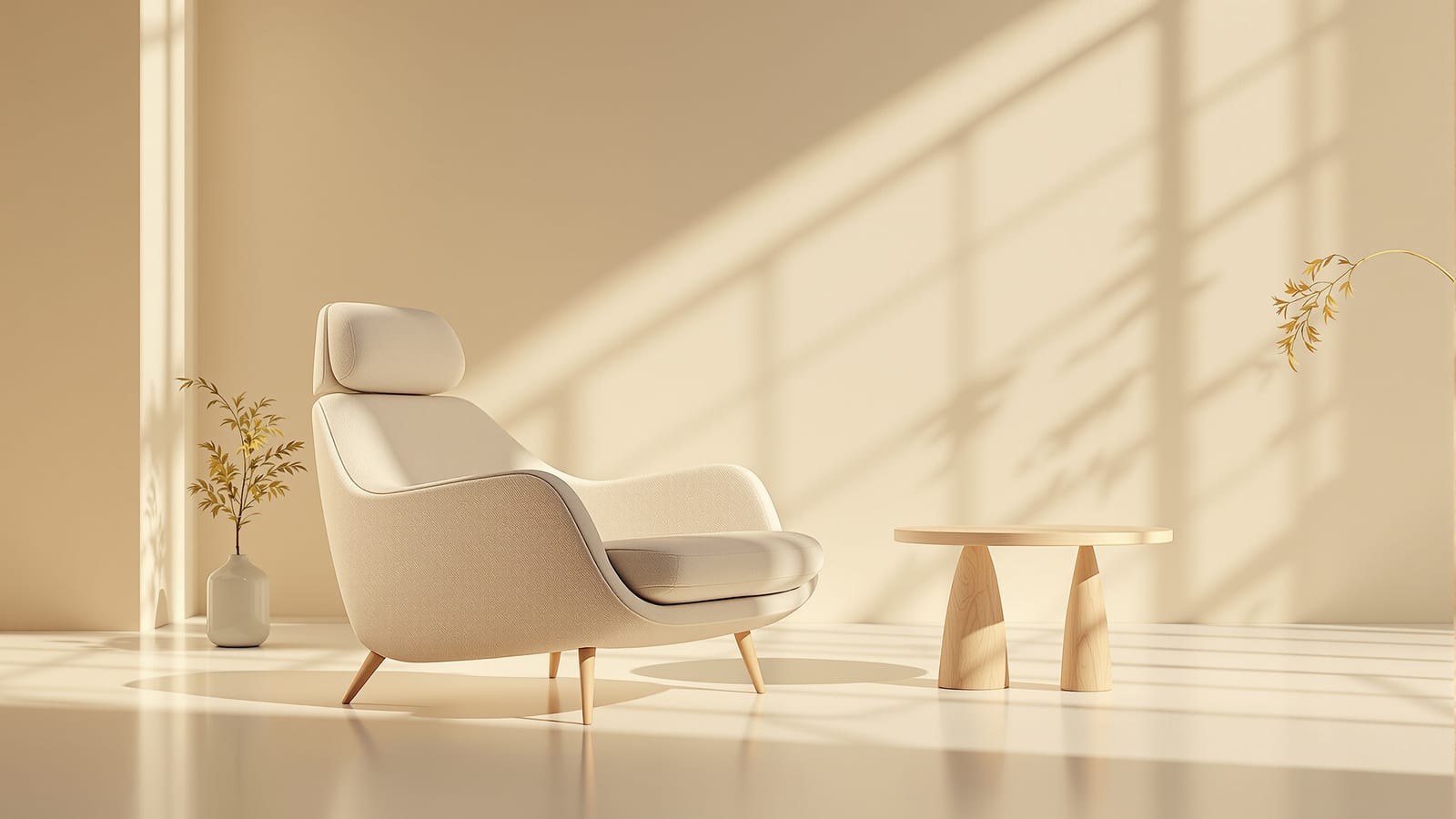 A single well-proportioned lounge chair studied in raking light — furniture as a problem of fit, where seat height, depth and back angle decide comfort before any fabric is chosen.