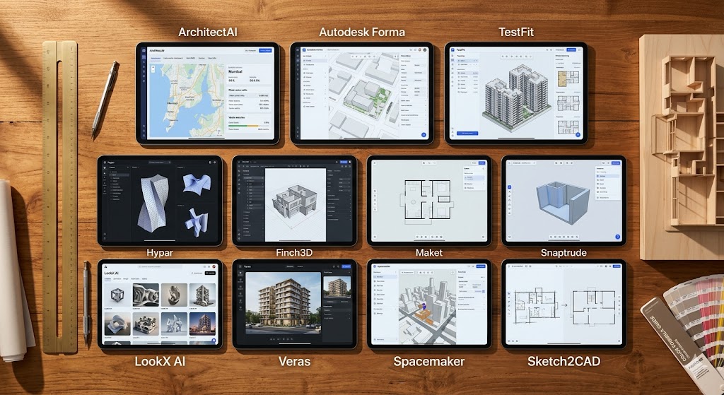 AI architecture software tool landscape comparison 2026 India ArchitectAI Forma TestFit