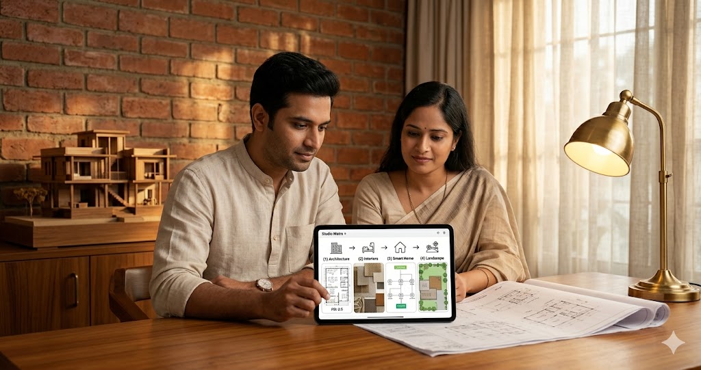Studio Matrx flow diagram AI home design integrated architecture interiors smart-home landscape