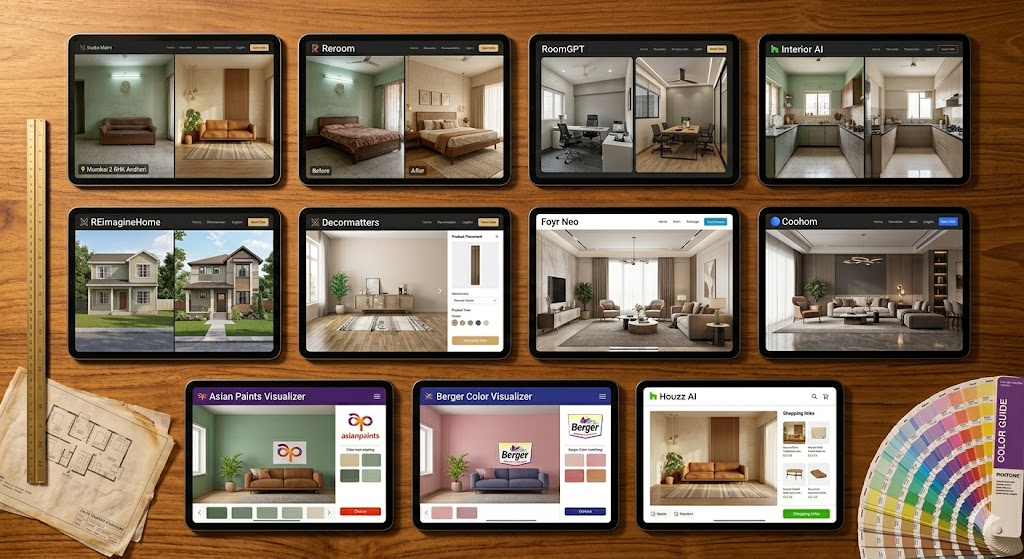 AI home renovation tool landscape comparison 2026 India Studio Matrx Reroom RoomGPT