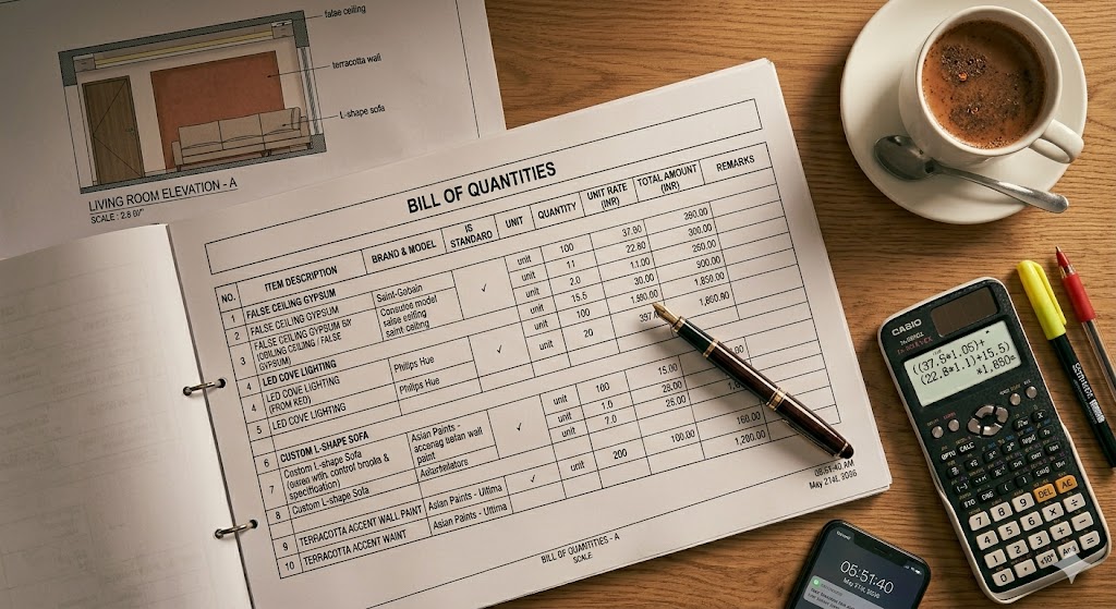 BOQ Explained for Indian Homeowners — What It Is and Why You Need One