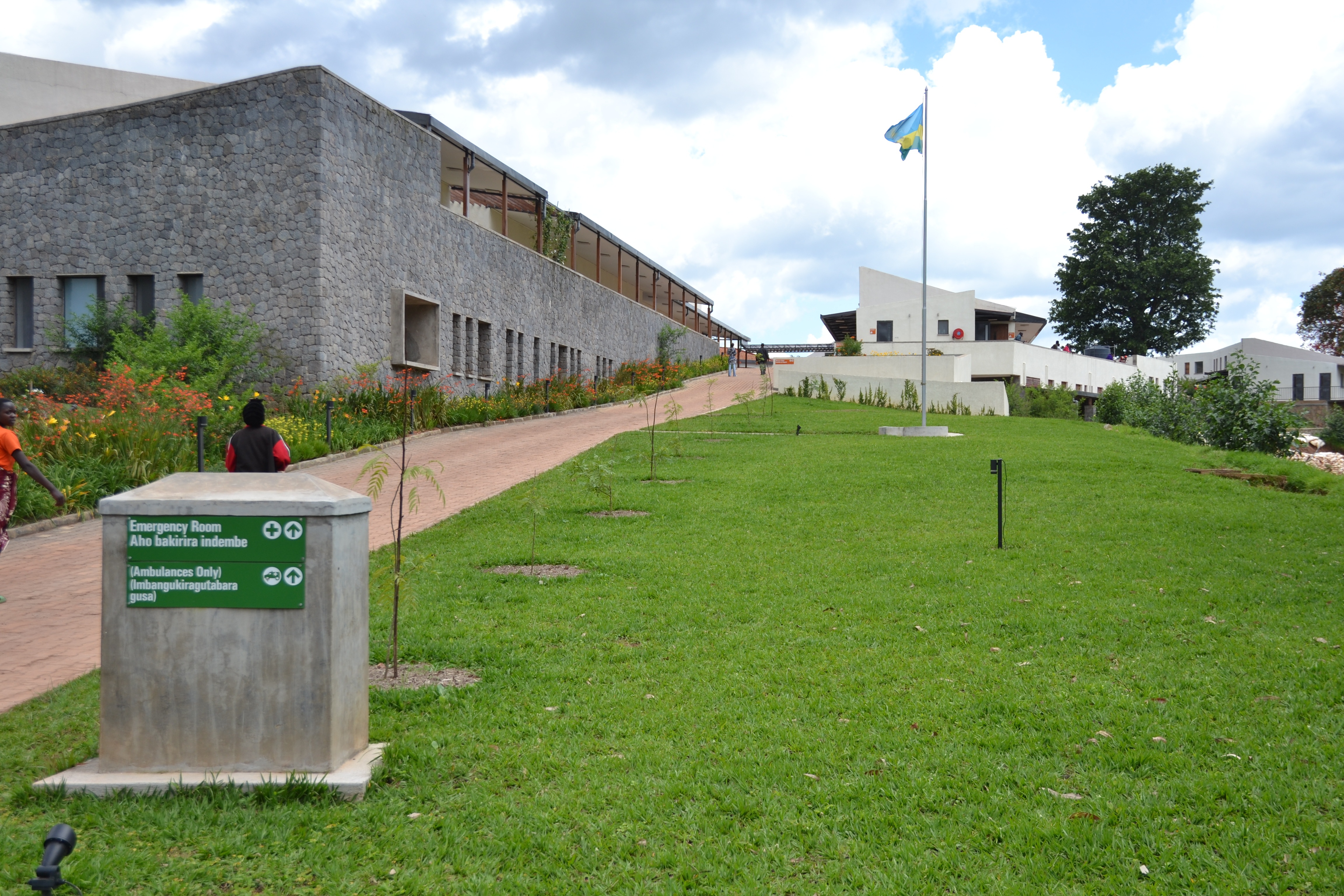 Exterior photograph of Butaro Hospital, Burera District, Rwanda, in the Wikimedia Commons Butaro Hospital category (4,608 x 3,072 px) — likely a genuine view of the actual building; license needs verification.