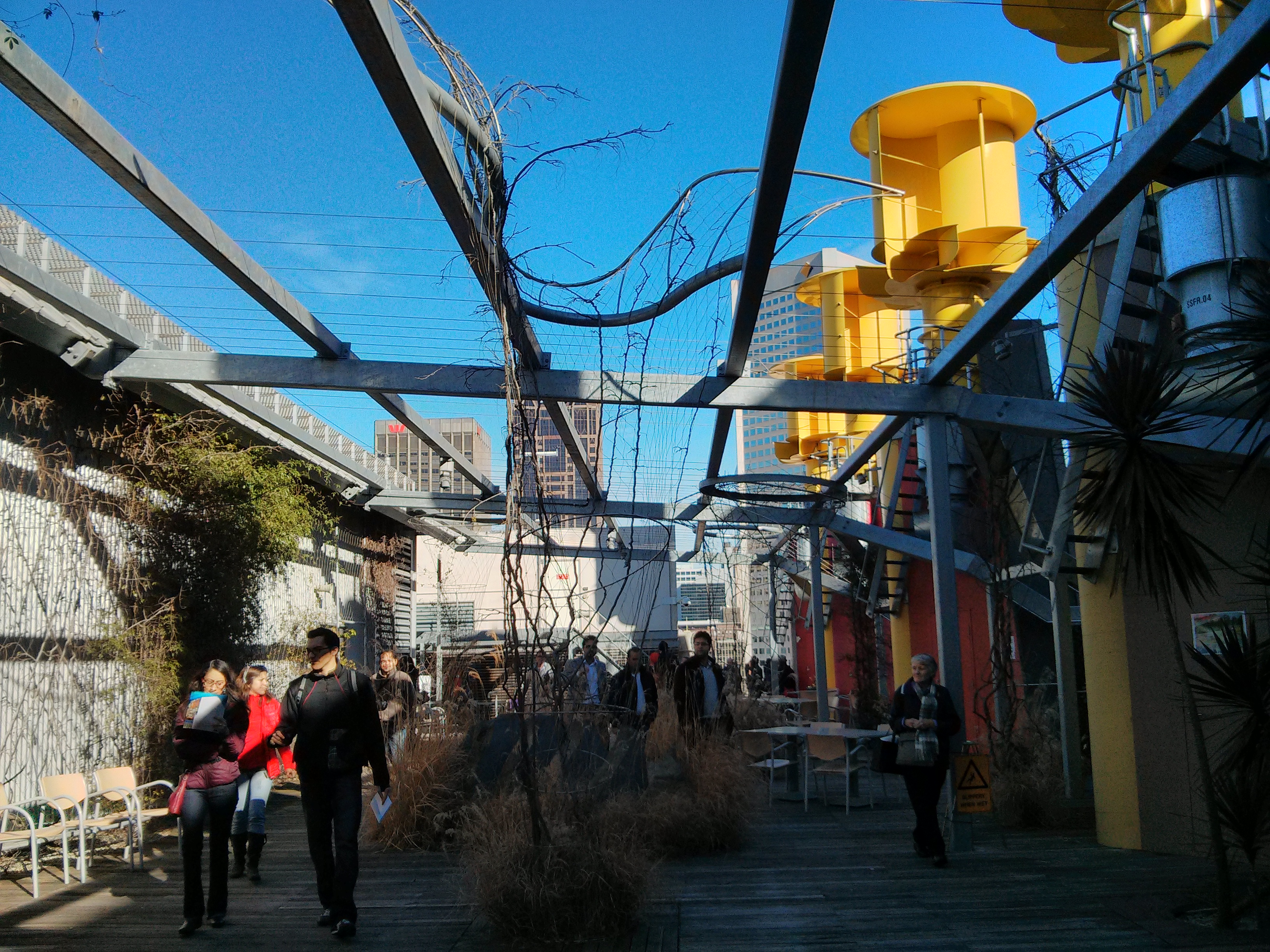 The planted roof garden atop Council House 2 in Melbourne.