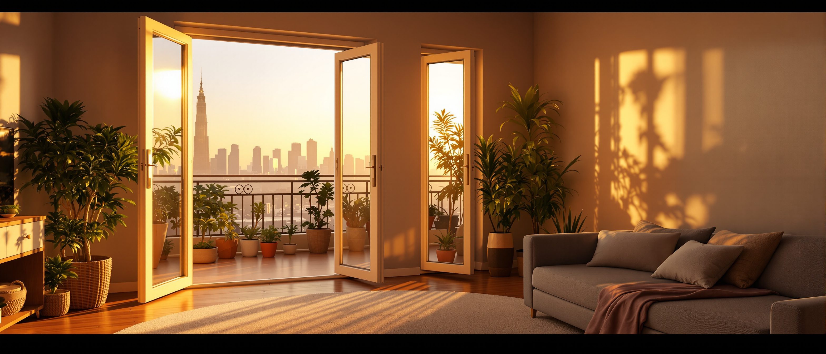 French Windows (India): Full-Height Glazed Doors to Balcony and Garden