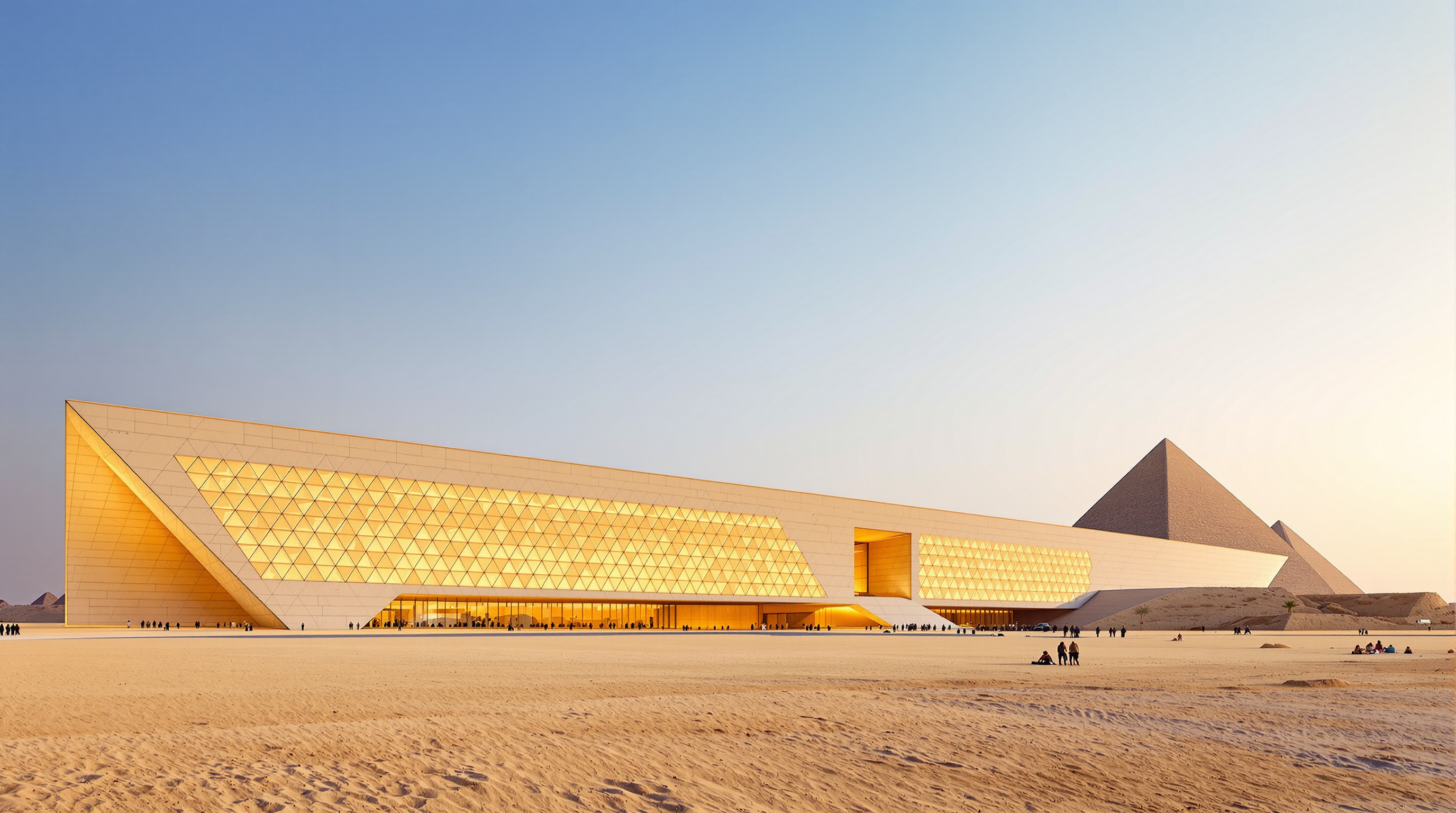 Grand Egyptian Museum: How a Wedge of Translucent Stone Learned to Defer to the Pyramids