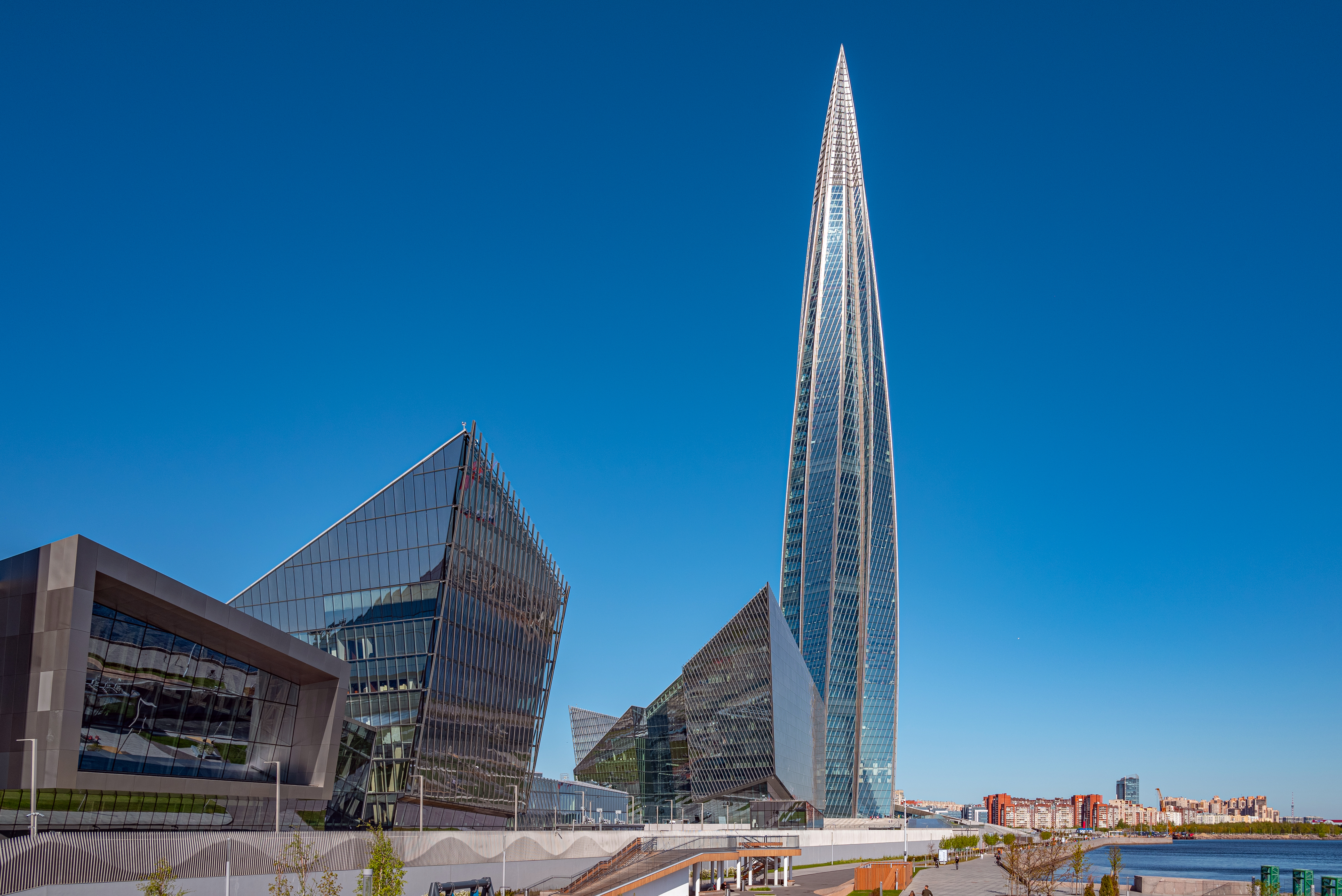Full-height view of the Lakhta Center tower, Europe's tallest building.