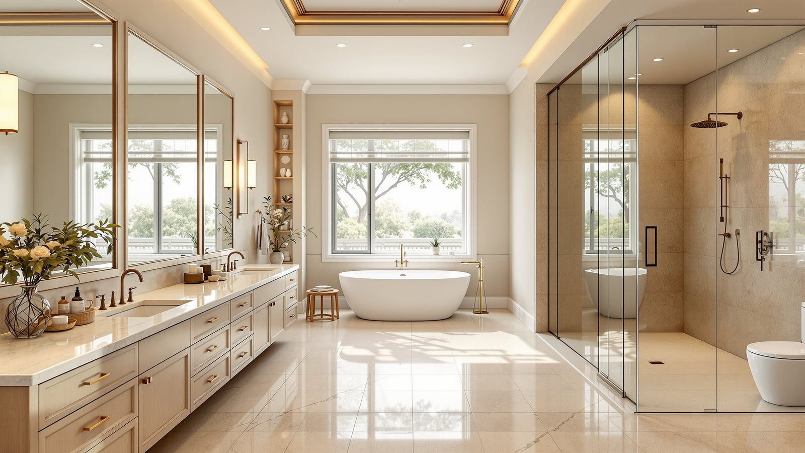 Large Bathroom Layout India: Master Bath Zones, Double Vanity & Sizes