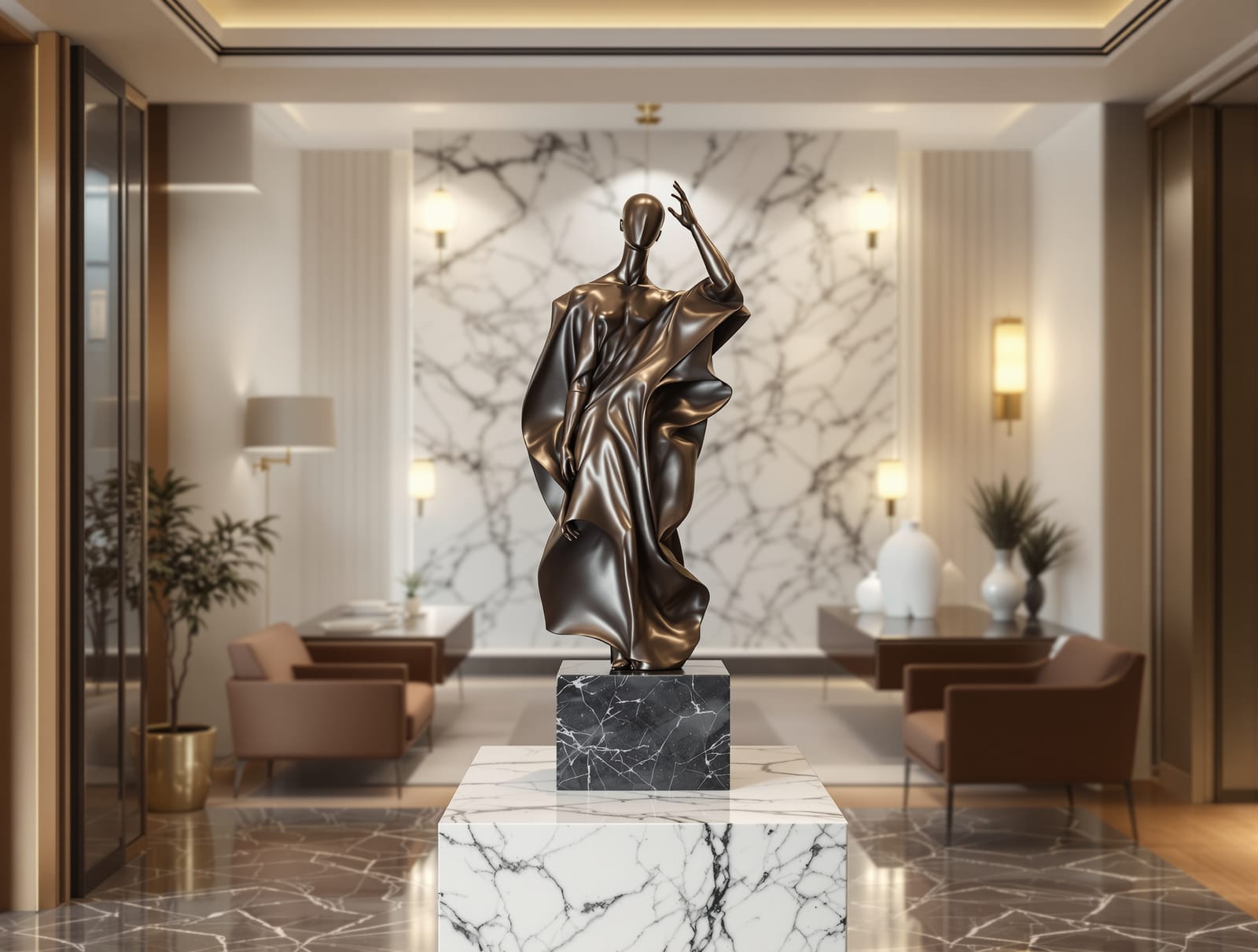 A limited-edition bronze sculpture on a pedestal