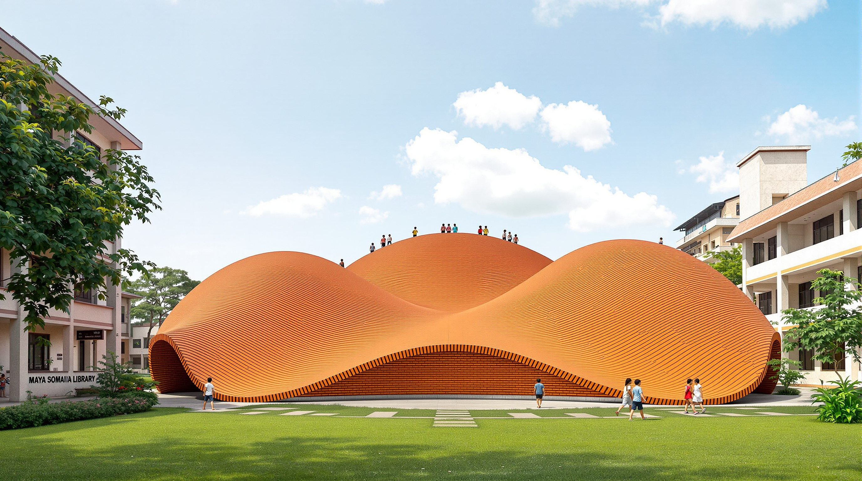 Maya Somaiya Library: A Roof You Can Walk On, Laid Brick by Brick