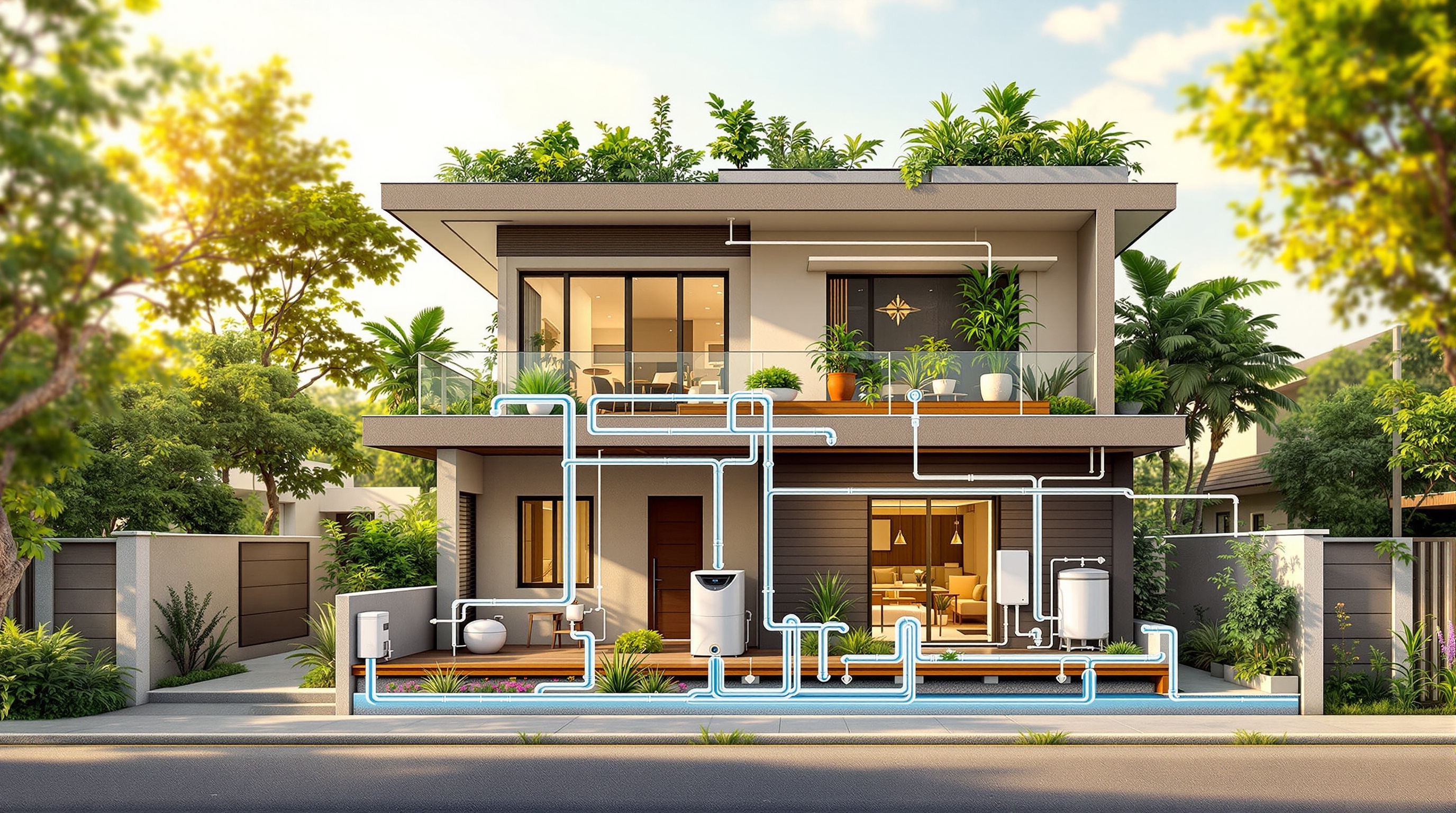 Rooftop Water Recycling Integration in Homes: One Non-Potable System from Rain and Greywater