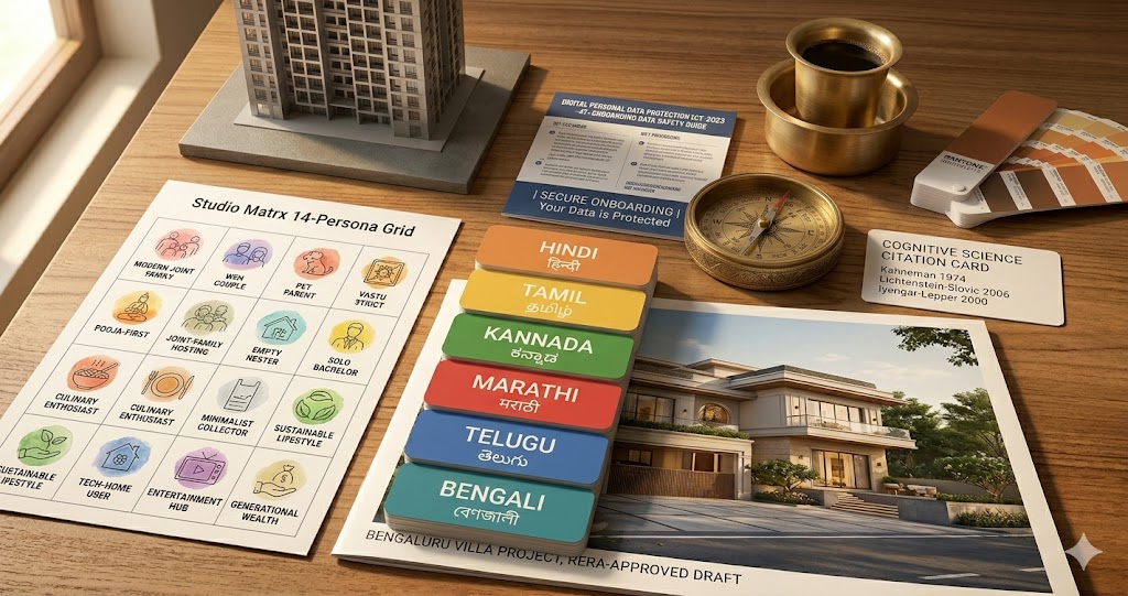 Smart interior onboarding India context — Vastu, joint family, DPDP Act 2023, NBC 2016, regional language, climate zones
