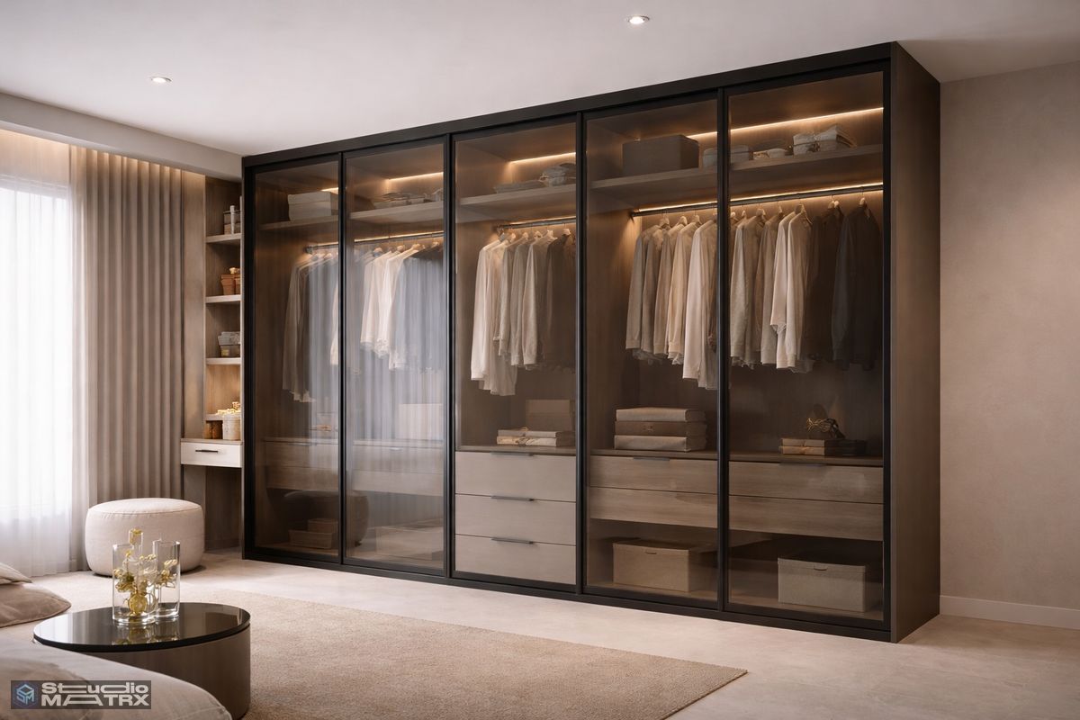 Glass Finish Wardrobe