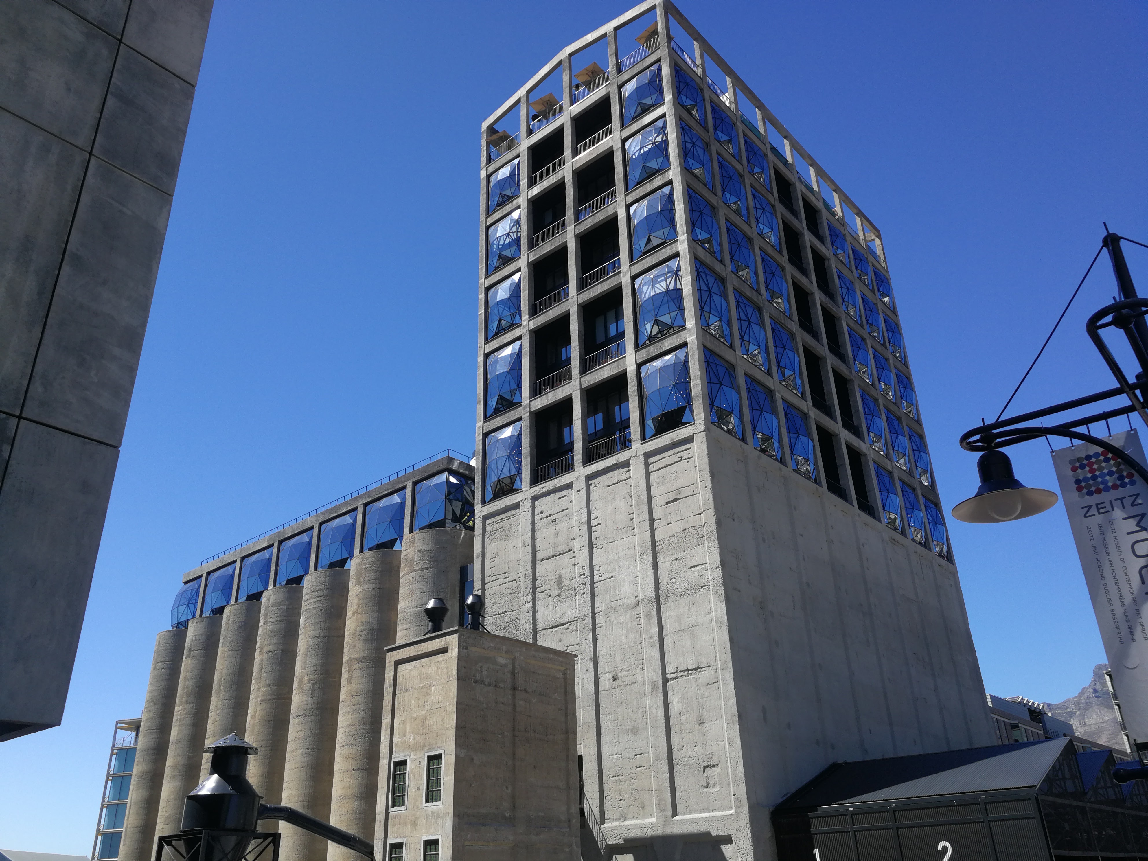 The Zeitz MOCAA building viewed from the V&A Waterfront harbour