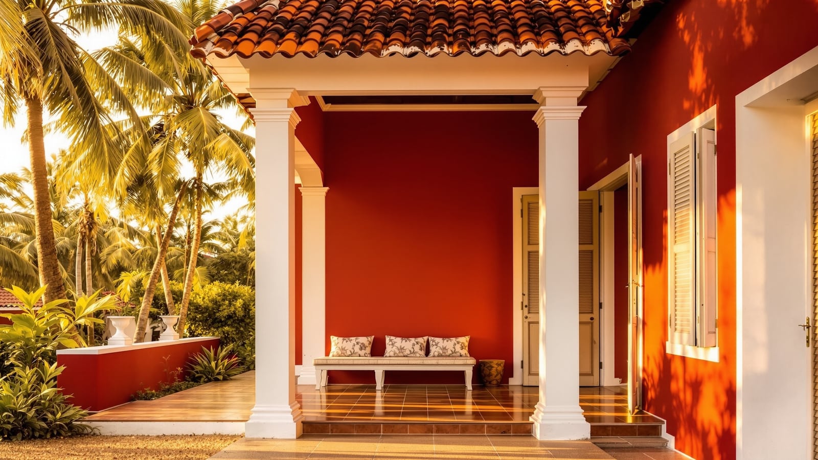 Goan Balcão Homestay House Plan — Sala, 2 Guest Rooms and a Well Backyard (45 × 70 ft)