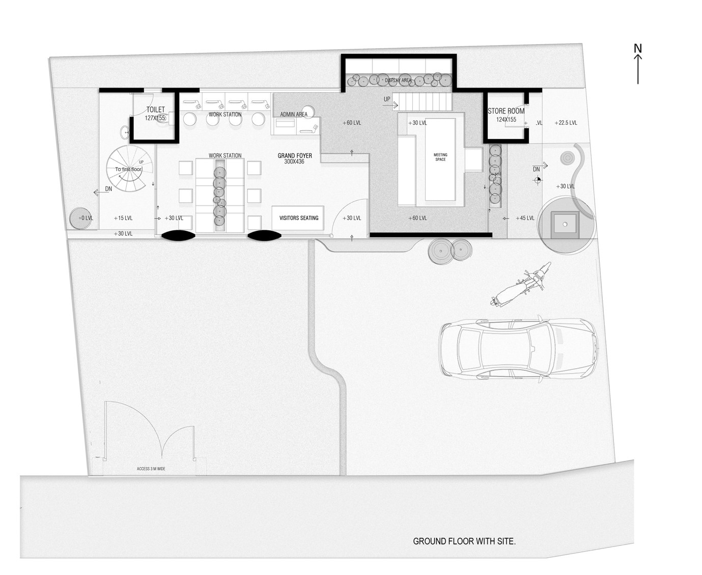 Ground-floor plan of The Violet Office with its site