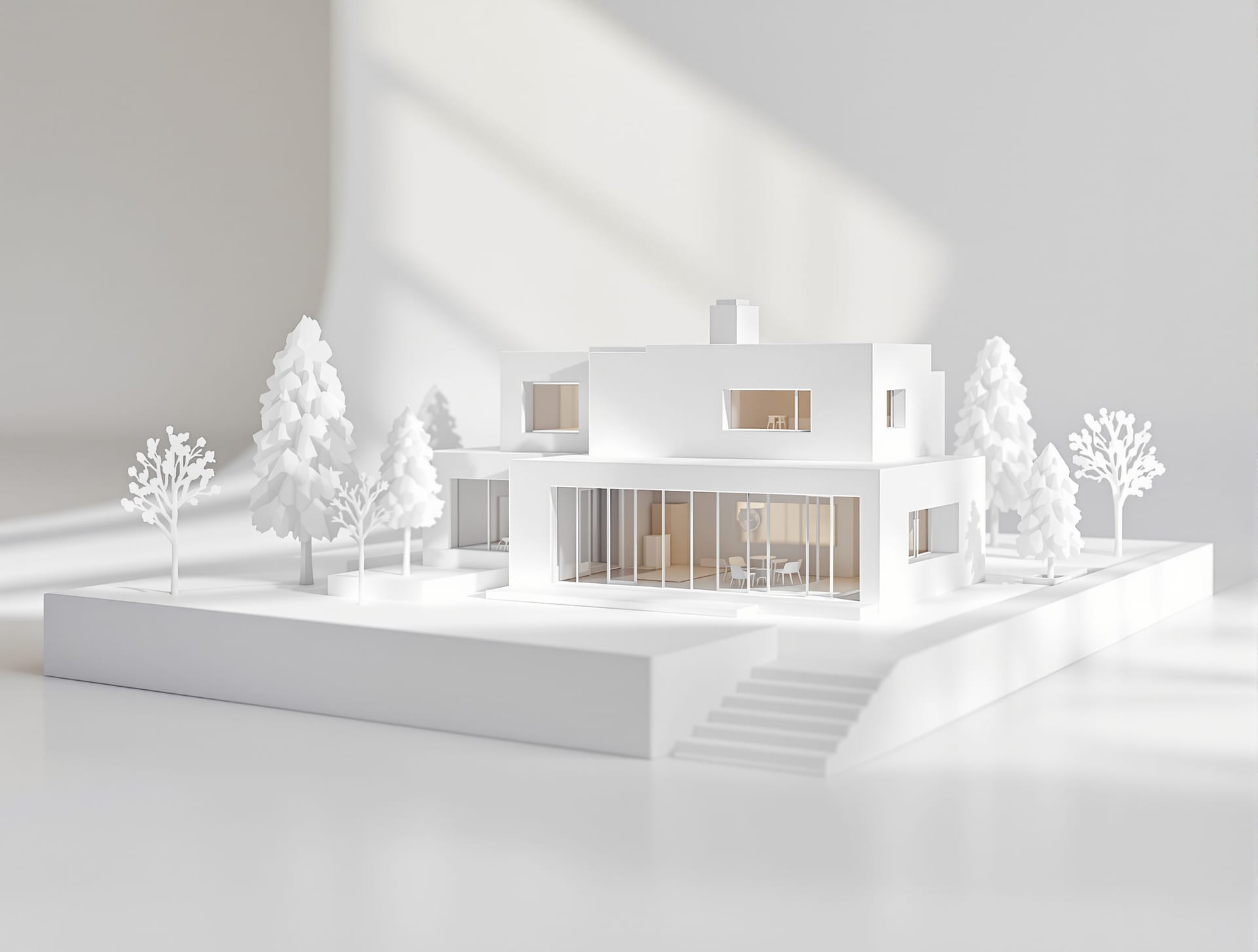 A white study model on a clean seamless sweep under soft directional light — the result the setup is aiming for