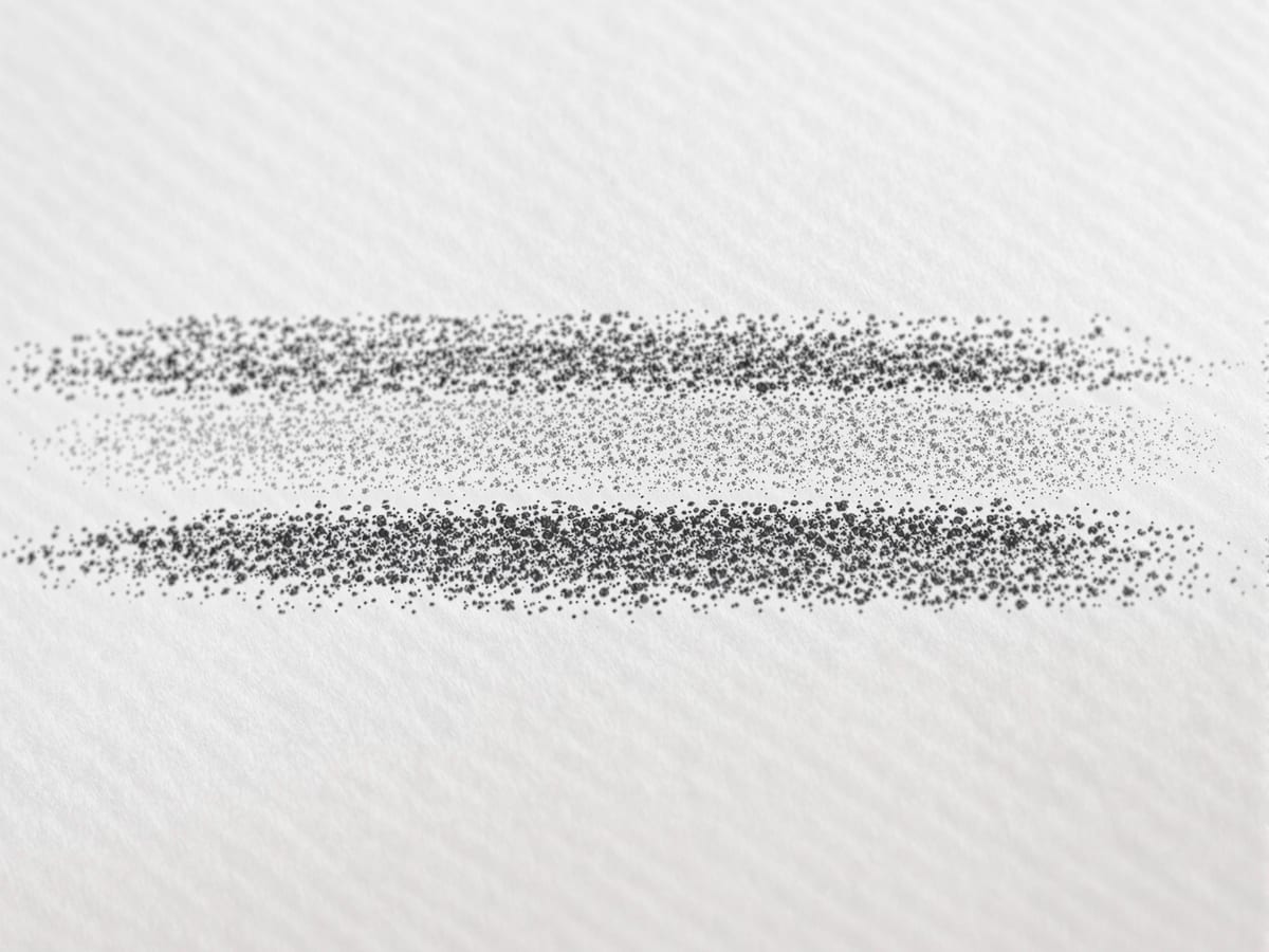 A close crop of four parallel drawn strokes grading from a bold heavy line down to the faintest layout line.