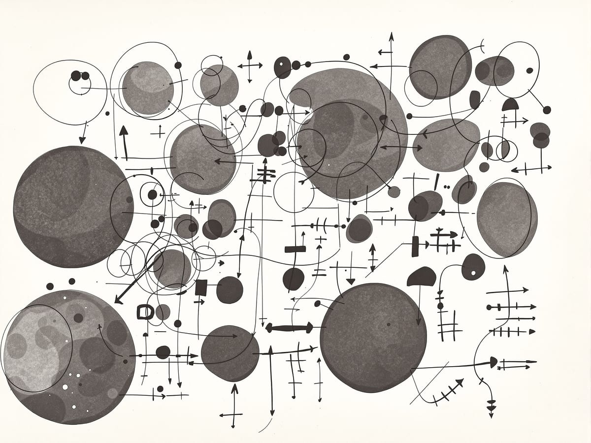 A page of small, quick concept diagrams, arrows and zones, one circled as the chosen parti for a scheme.