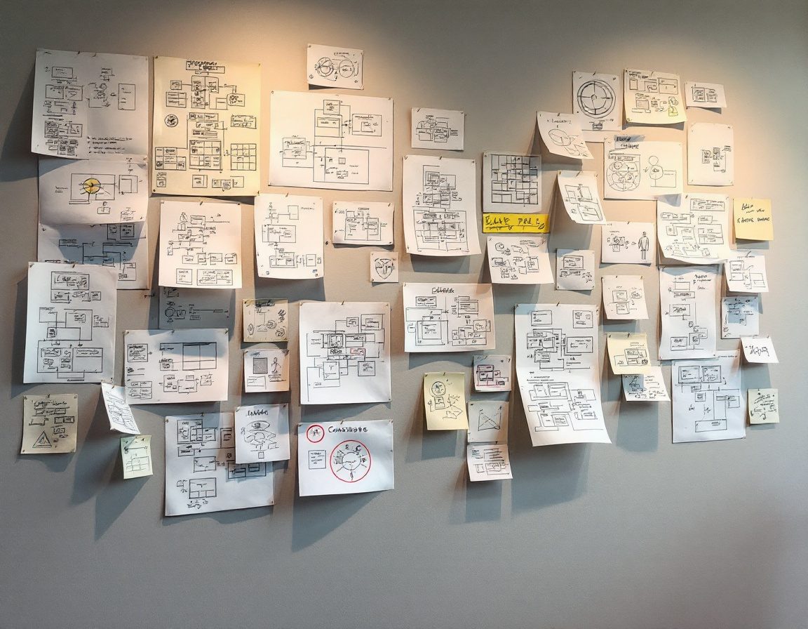 A divergent spread of concept sketches, one circled.