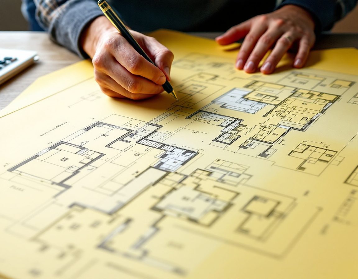 Successive plan iterations sketched on a roll of trace.