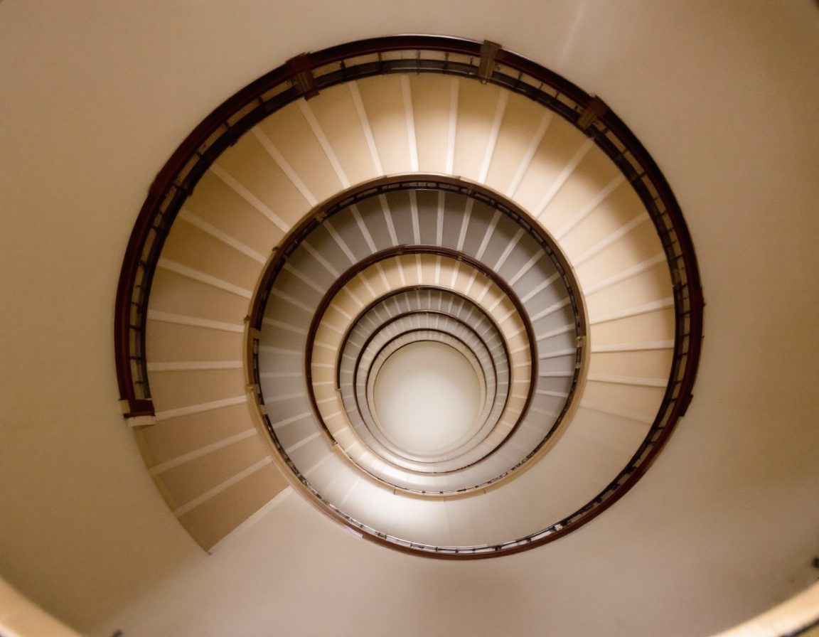 A spiral staircase seen from above — a perfect helix.
