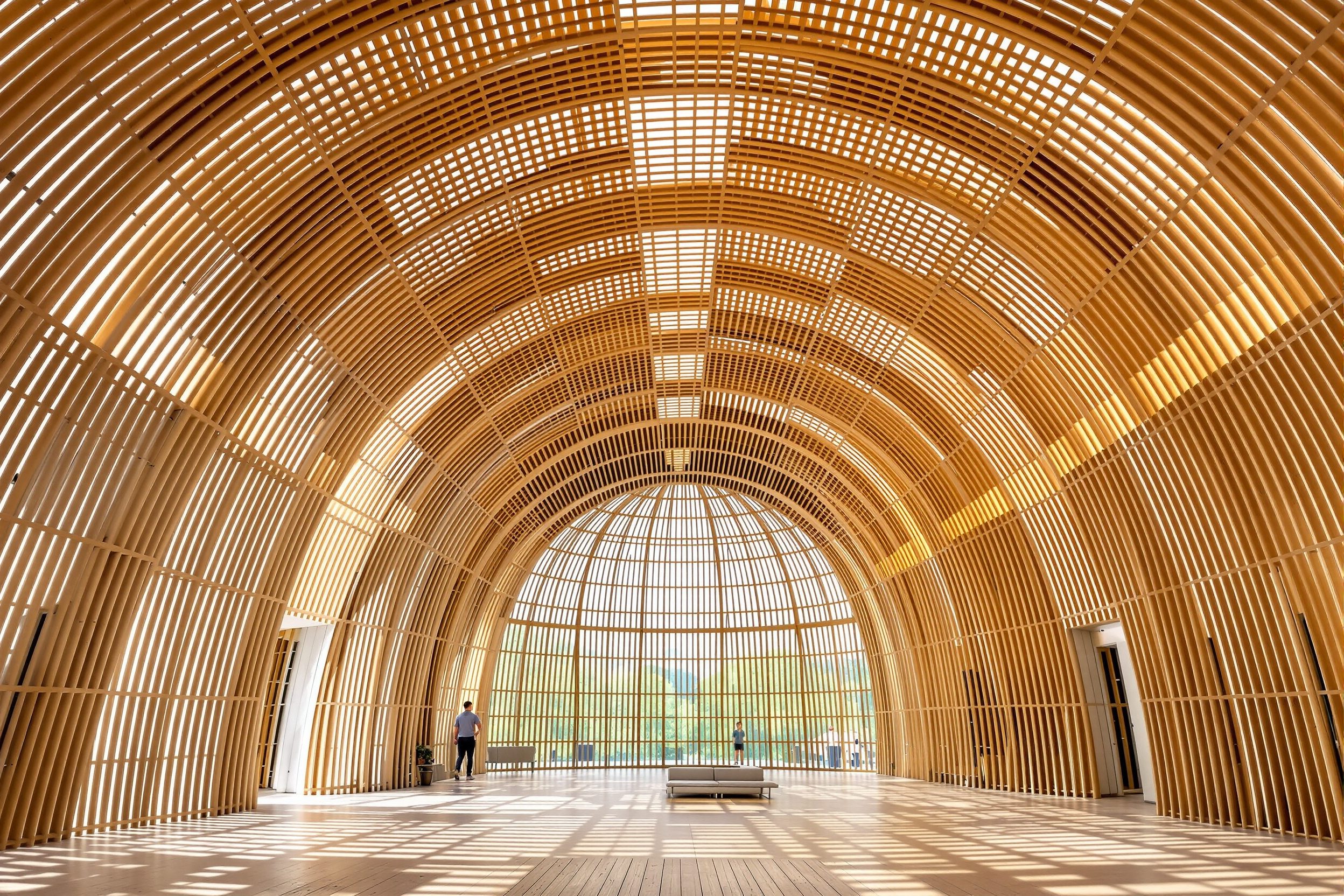 A contemporary structural bamboo frame — the material at full architectural ambition.