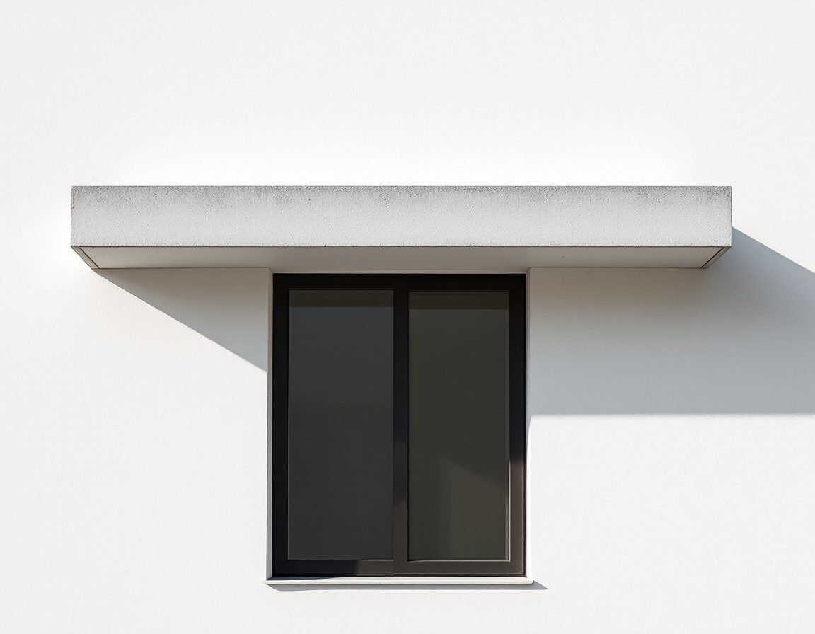 A window with its RCC lintel and projecting chhajja sunshade.