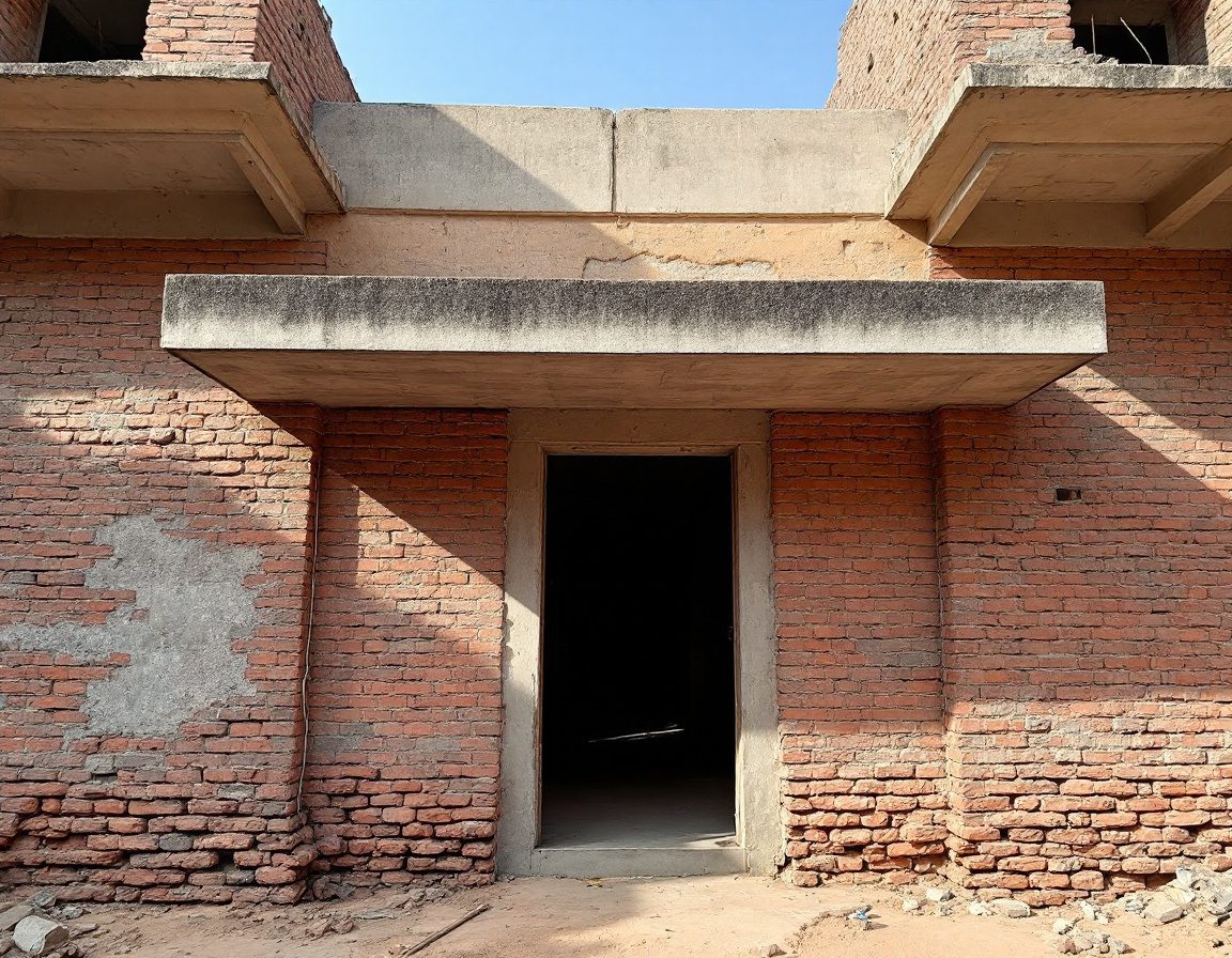 An RCC lintel cast over a doorway with a projecting sunshade.