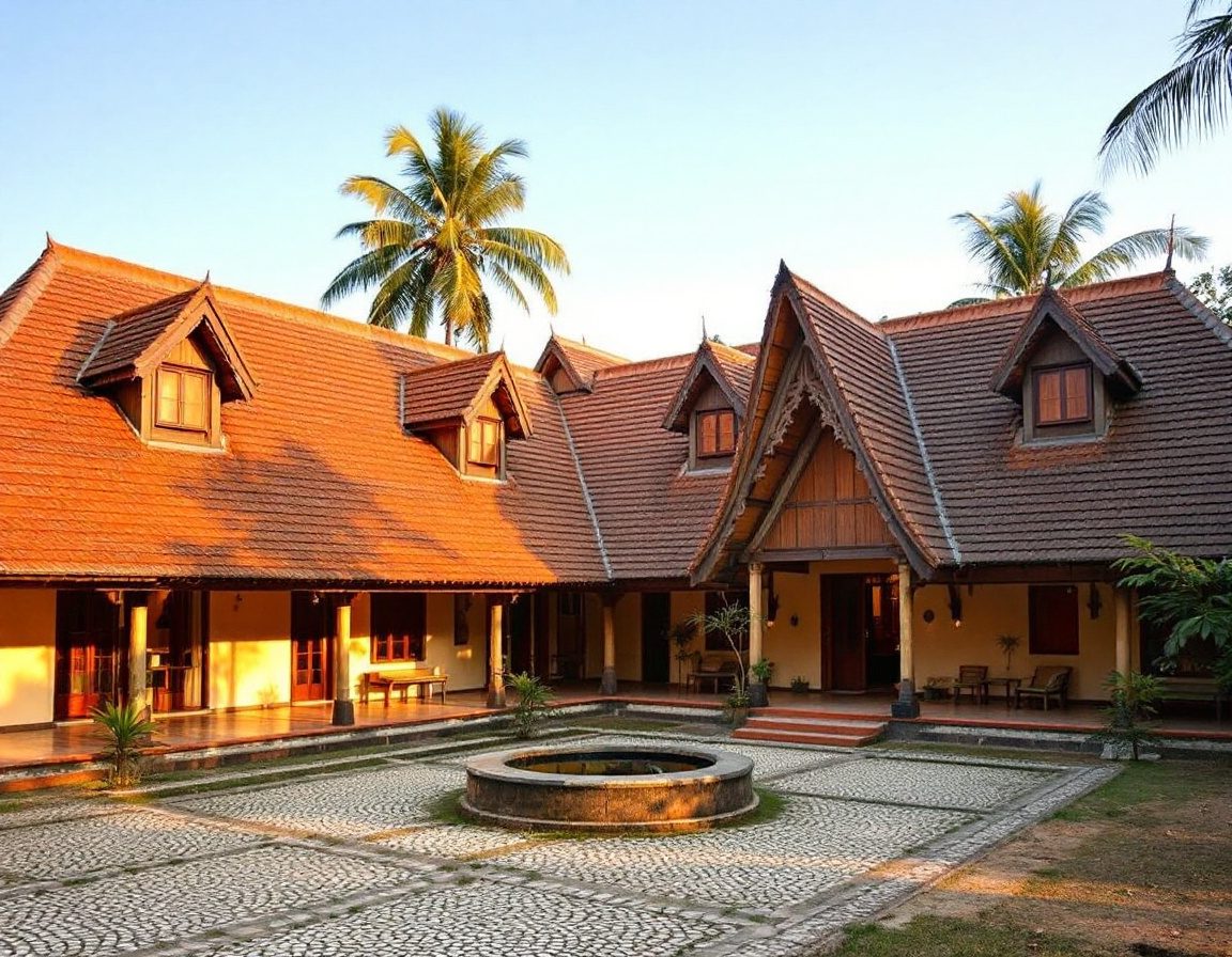 A Kerala nalukettu — a courtyard house with sloping tiled roofs.