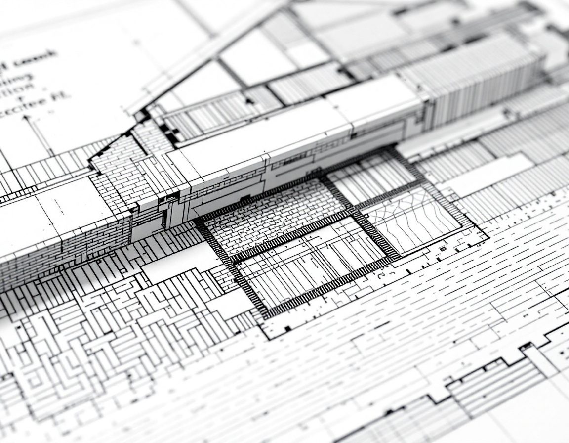 A drawing detail filled with material hatches — brick, concrete, earth.
