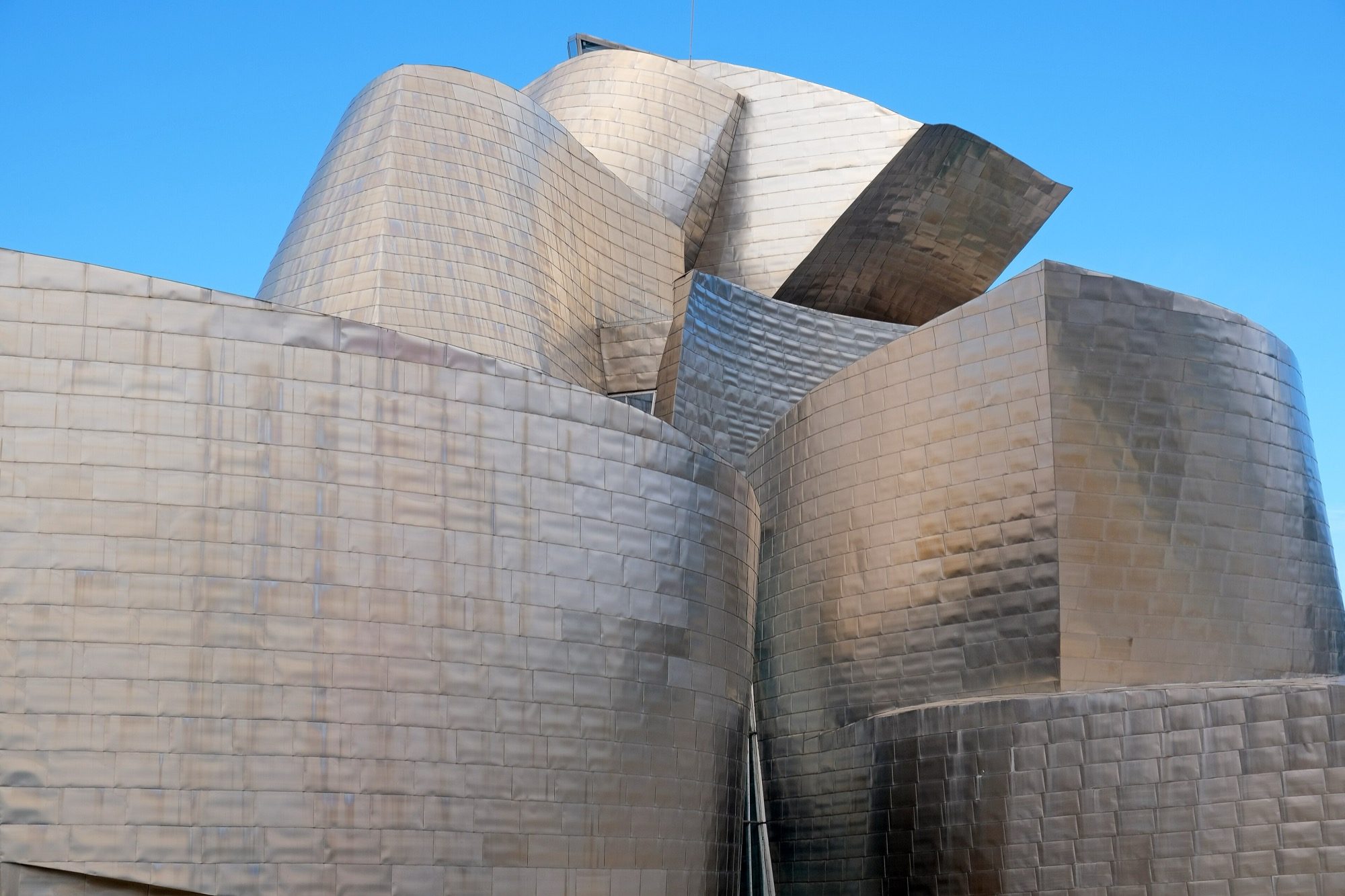 The Guggenheim Museum Bilbao (Frank Gehry, 1997) — titanium-clad sculptural Deconstructivism that coined the 'Bilbao effect'.