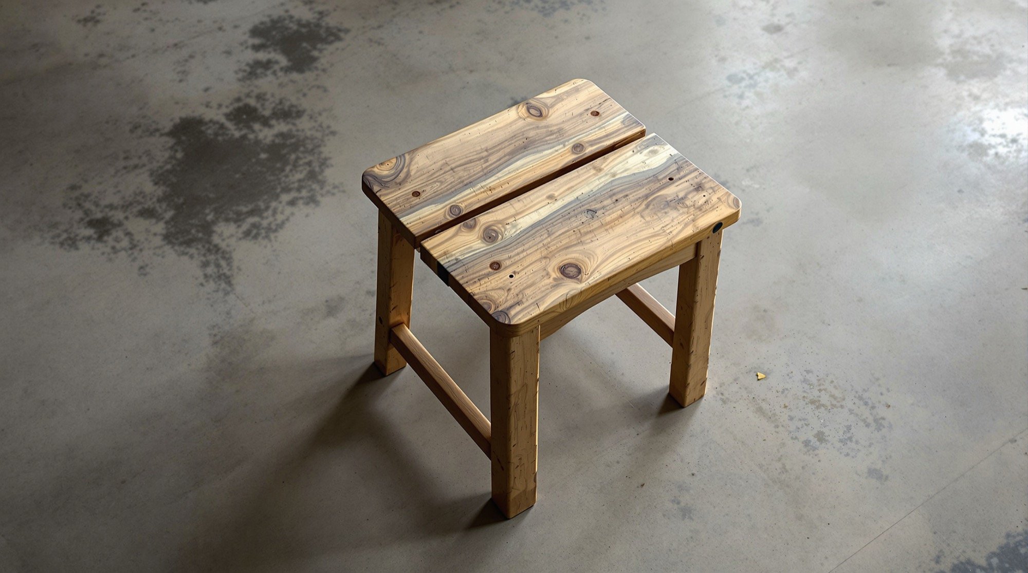 A stool from a high three-quarter angle — a paraline subject.