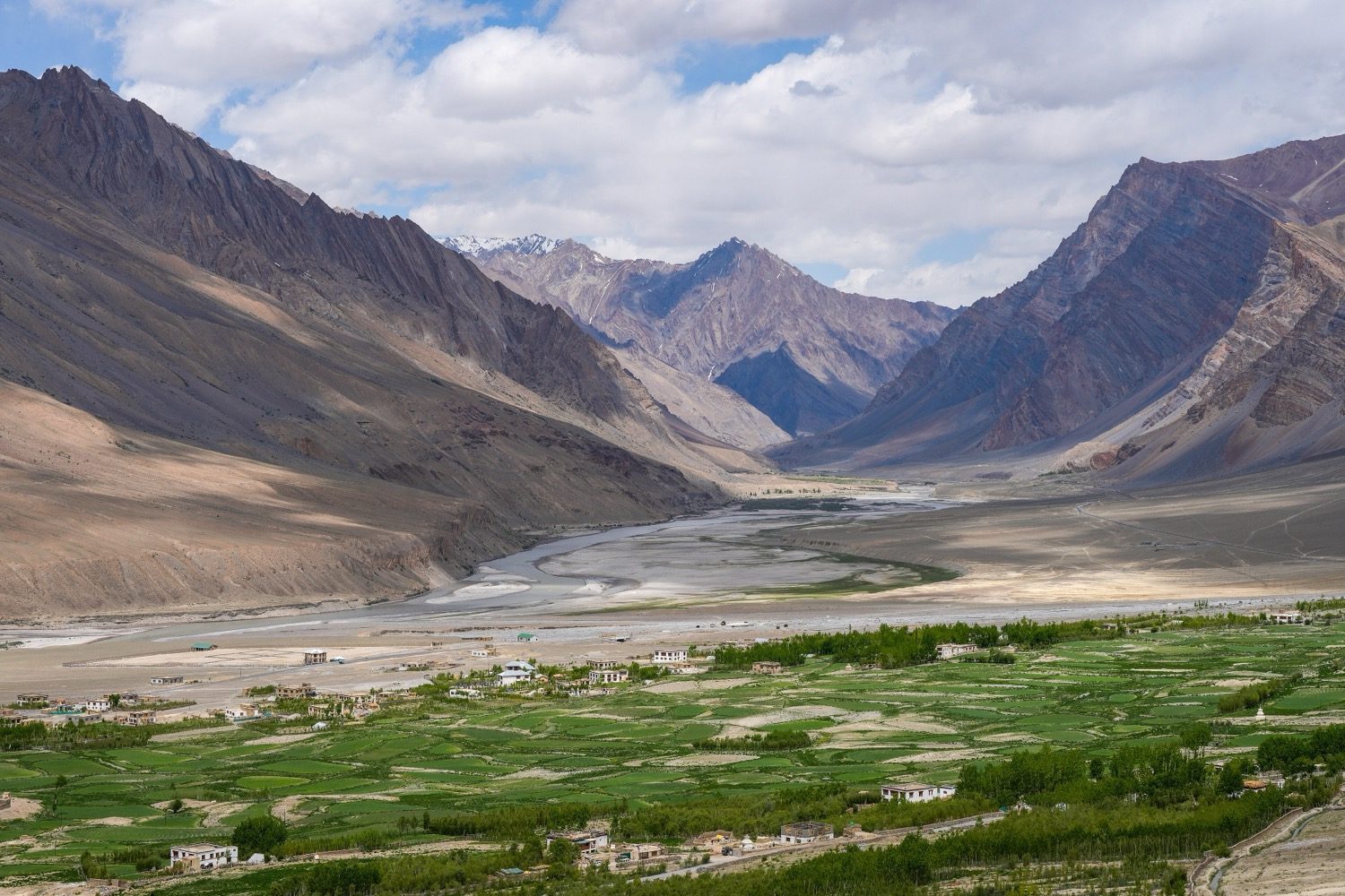 An Indian village set in its fields — the built form inseparable from land and water.