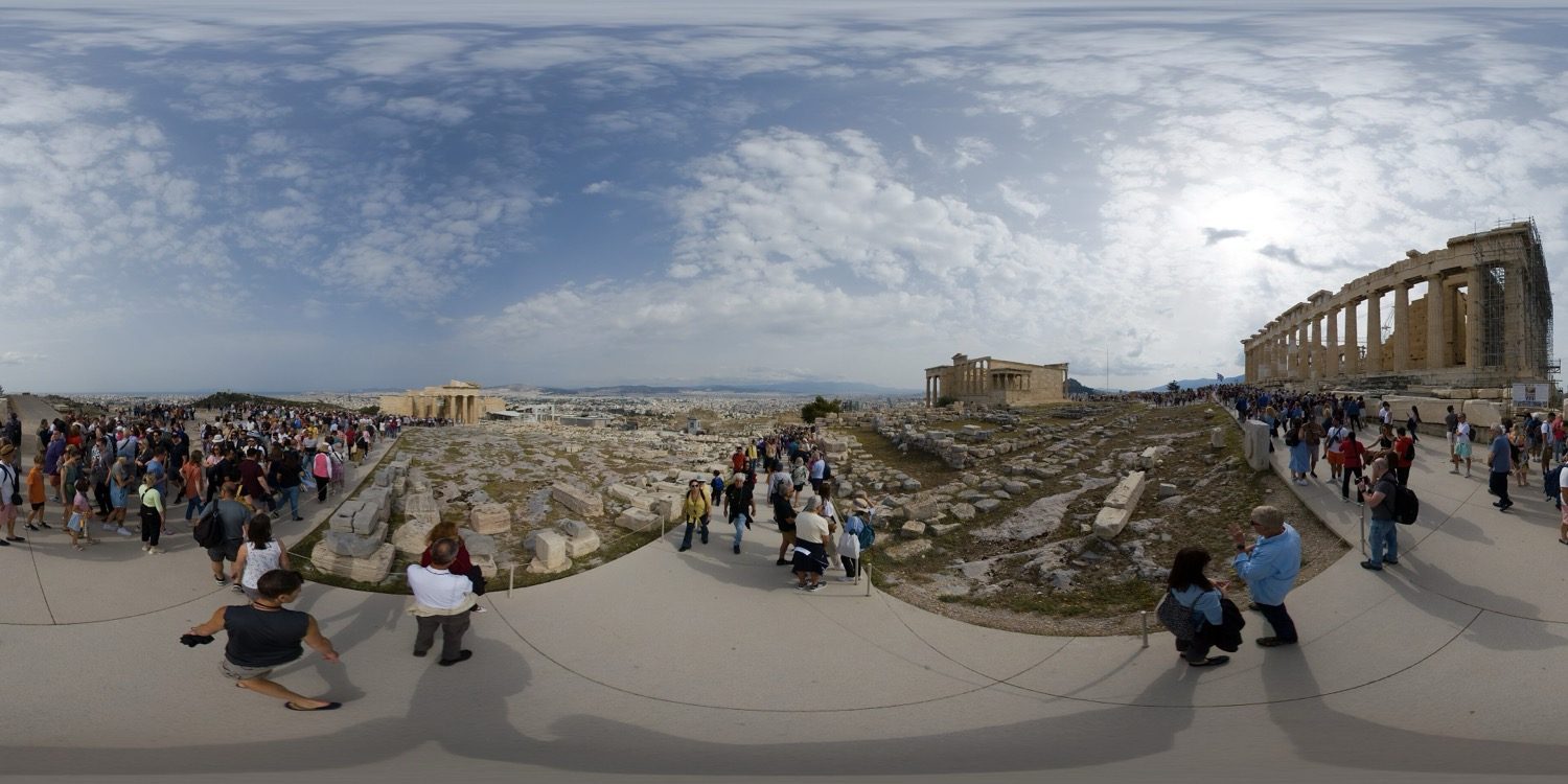 The Acropolis of Athens from below — the Parthenon, Erechtheion and Propylaea on the sacred citadel.