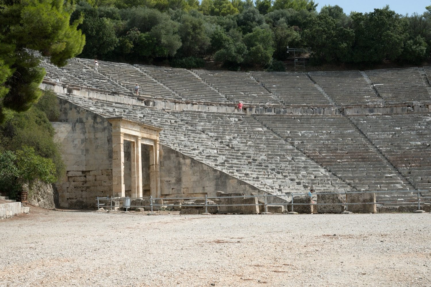 The Theatre of Epidaurus — its fan of stone seating around a circular orchestra, famous for its acoustics.