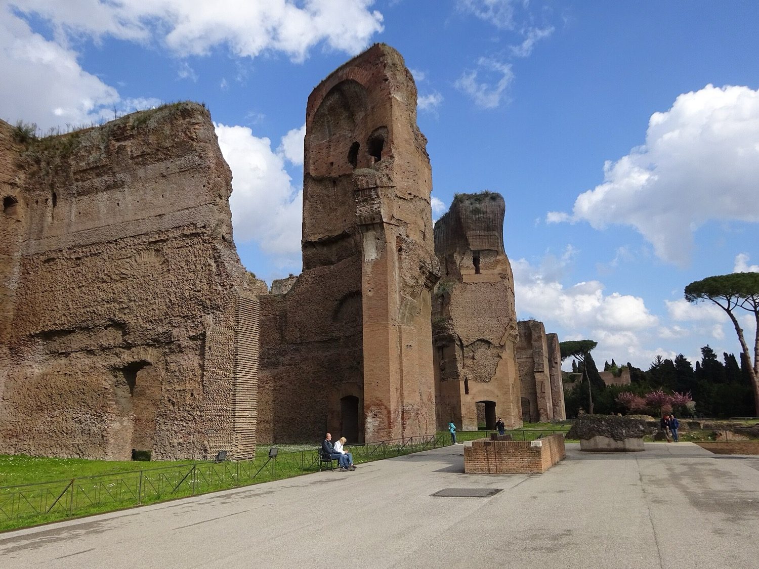 The towering vaulted ruins of the Baths of Caracalla, Rome — the great civic bathing complex.