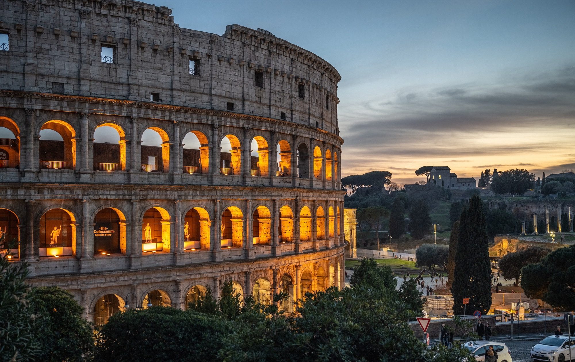 The Colosseum (Flavian Amphitheatre), Rome — an oval arena of superimposed orders, the emblem of Roman engineering.
