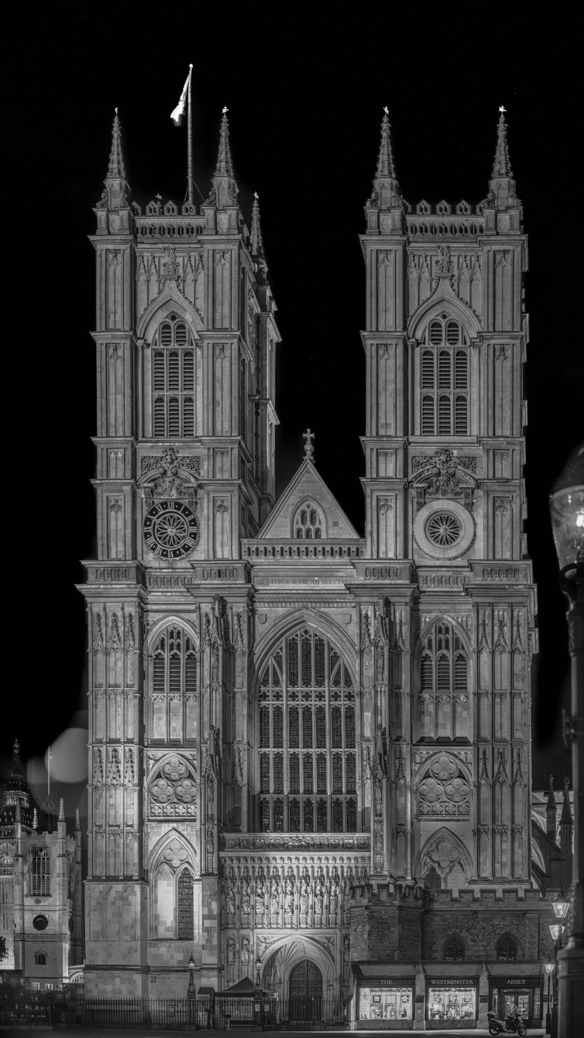 Westminster Abbey, London — rebuilt from 1245 on the French Gothic model, with the Perpendicular Henry VII Chapel beyond.