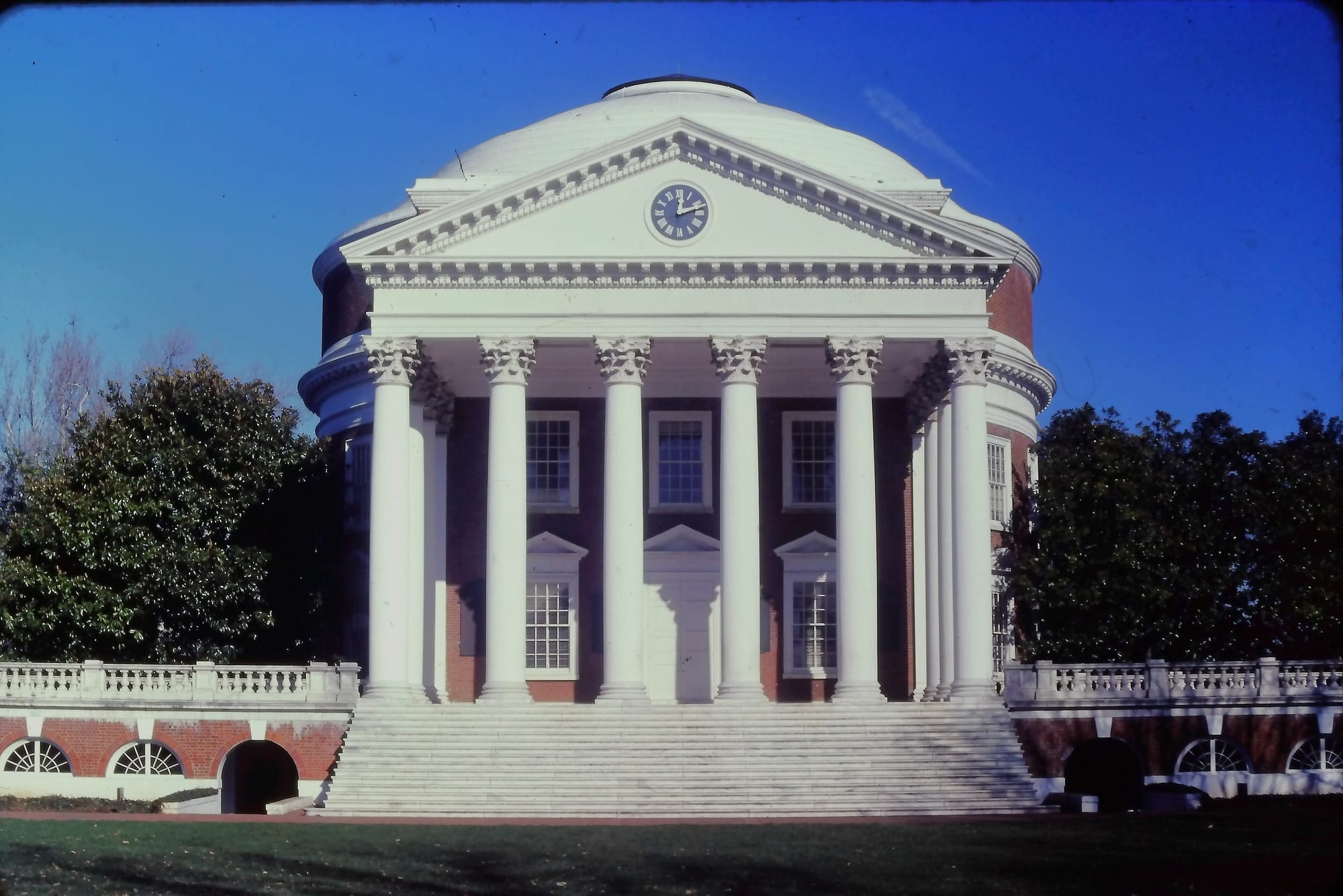 The Rotunda at Thomas Jefferson's University of Virginia — a half-scale Pantheon closing his 'academical village', classicism made the architecture of the new American republic.