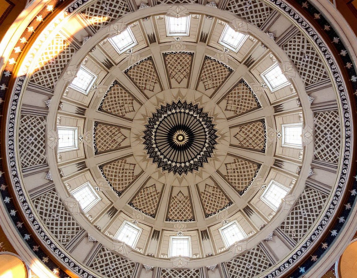 A domed ceiling with rotational symmetry.