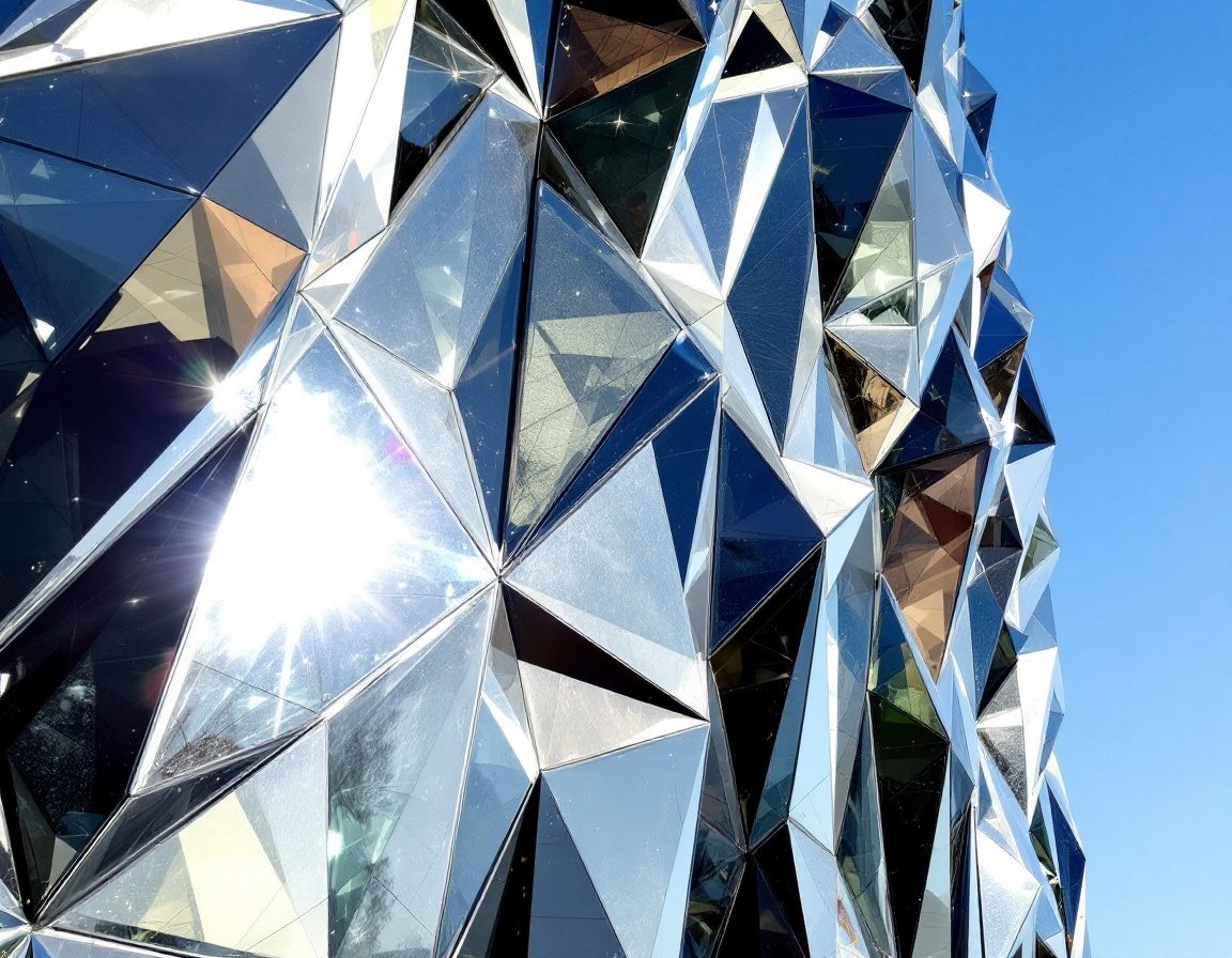 A faceted, crystalline building facade.