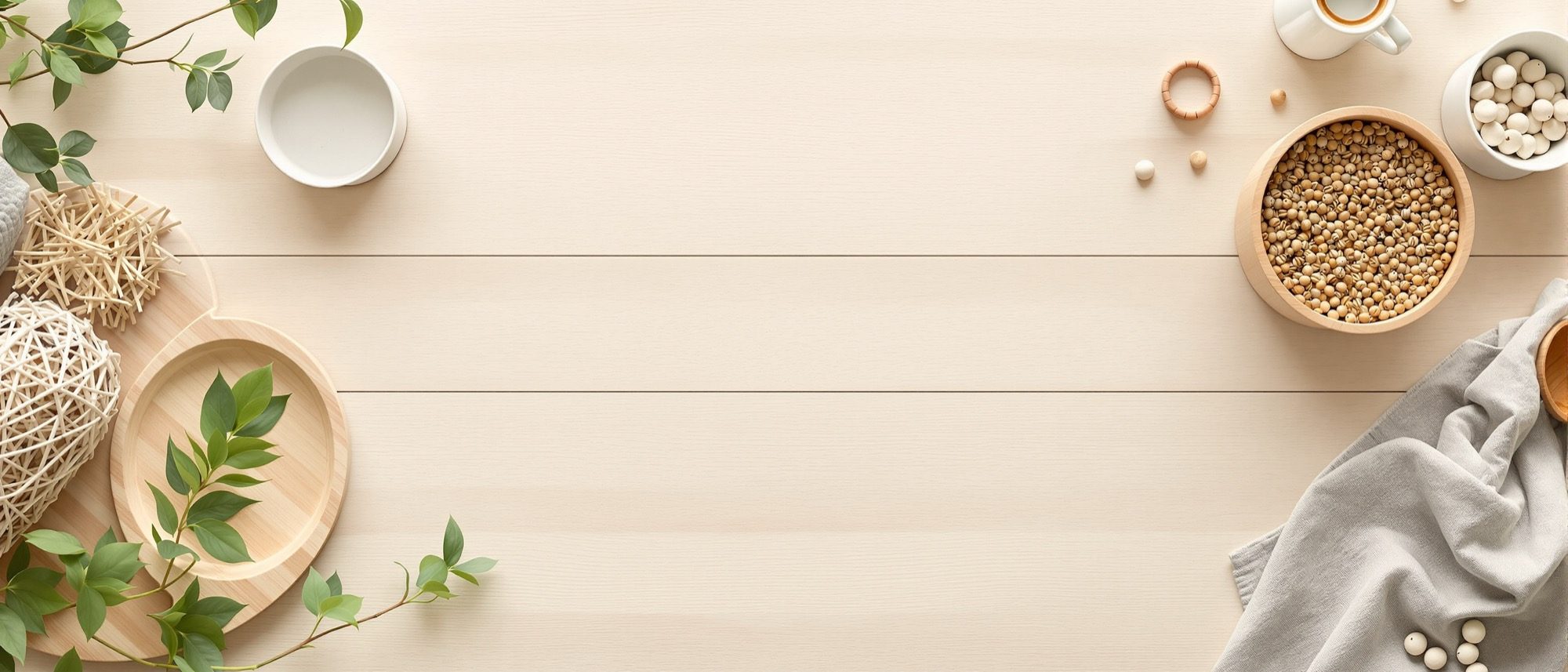 A sustainable product-design display — objects of recycled plastic, bamboo and natural materials: design asking whether it deserves to exist.