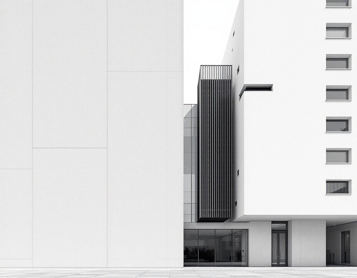 An asymmetrical facade held in balance by unequal masses.