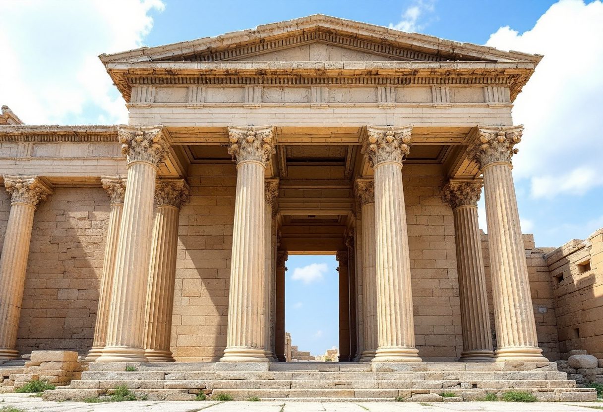 A classical portico — proportion in the order of its columns.