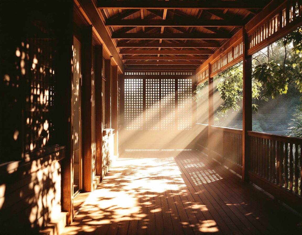 A shaded verandah filters the sun — climate response as form.