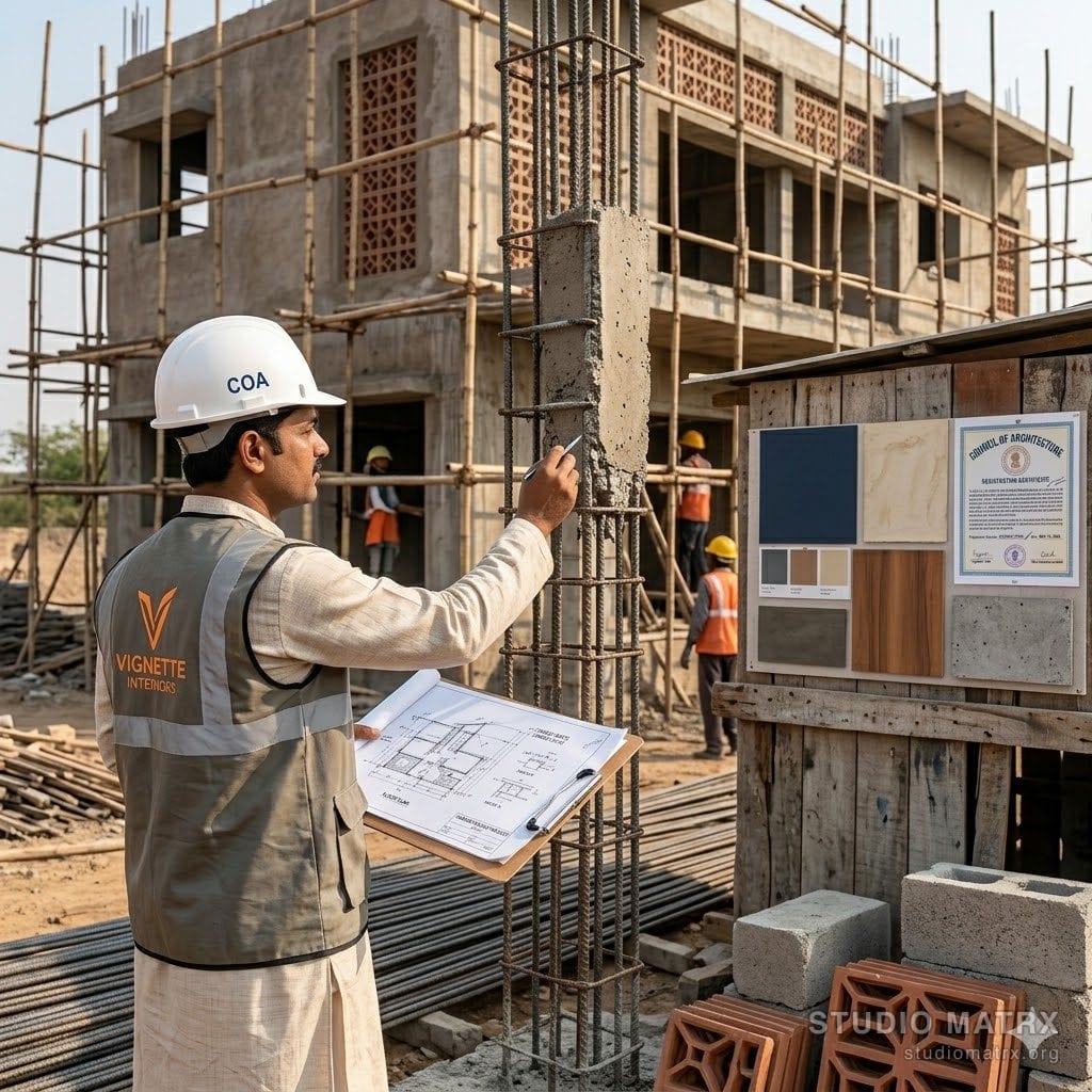 Architect supervising site work