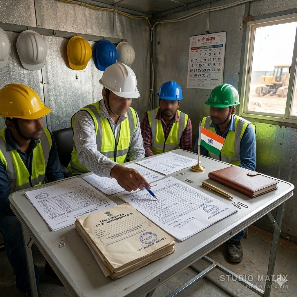 Vendor quote review at a construction site